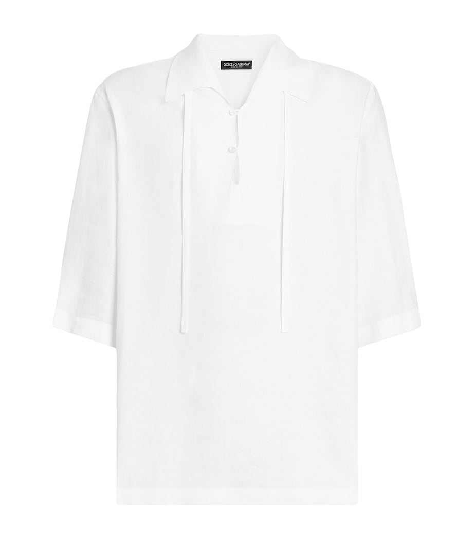 Dolce&Gabbana Mens Linen Hawaiian Shirt Optical White Image 1