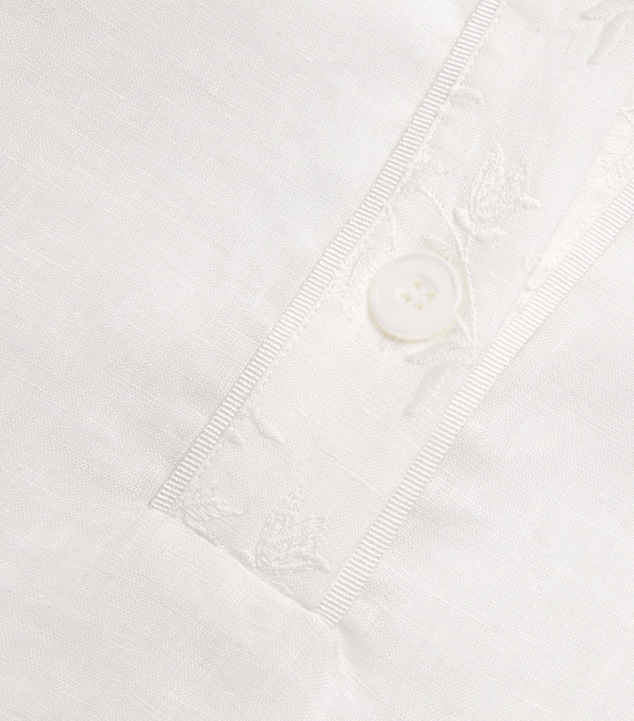 x Harrods Linen Embroidered Collared Shirt BIANCO Image 5