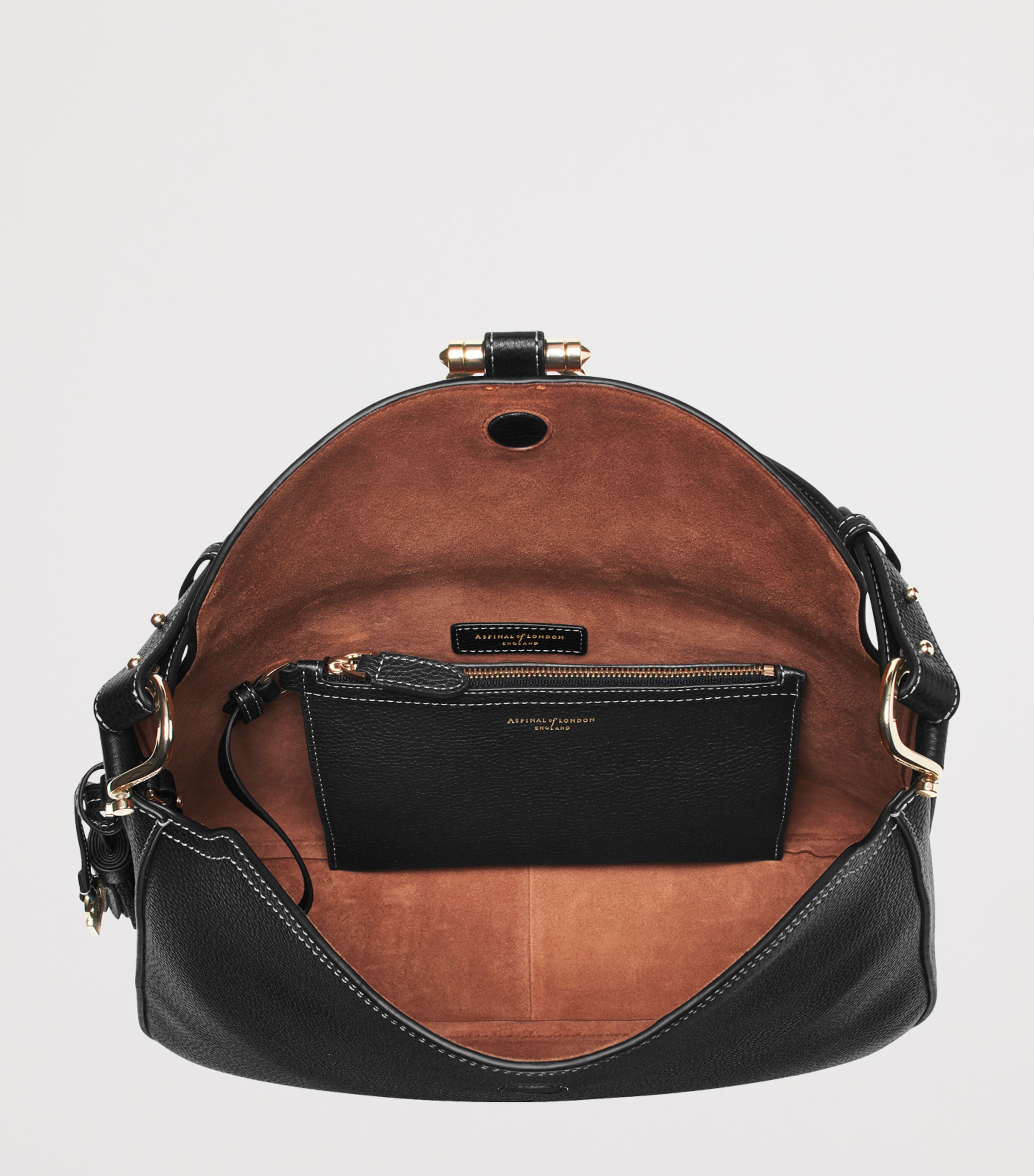 Aspinal Of London Grained Leather Ella Shoulder Bag Black Image 6