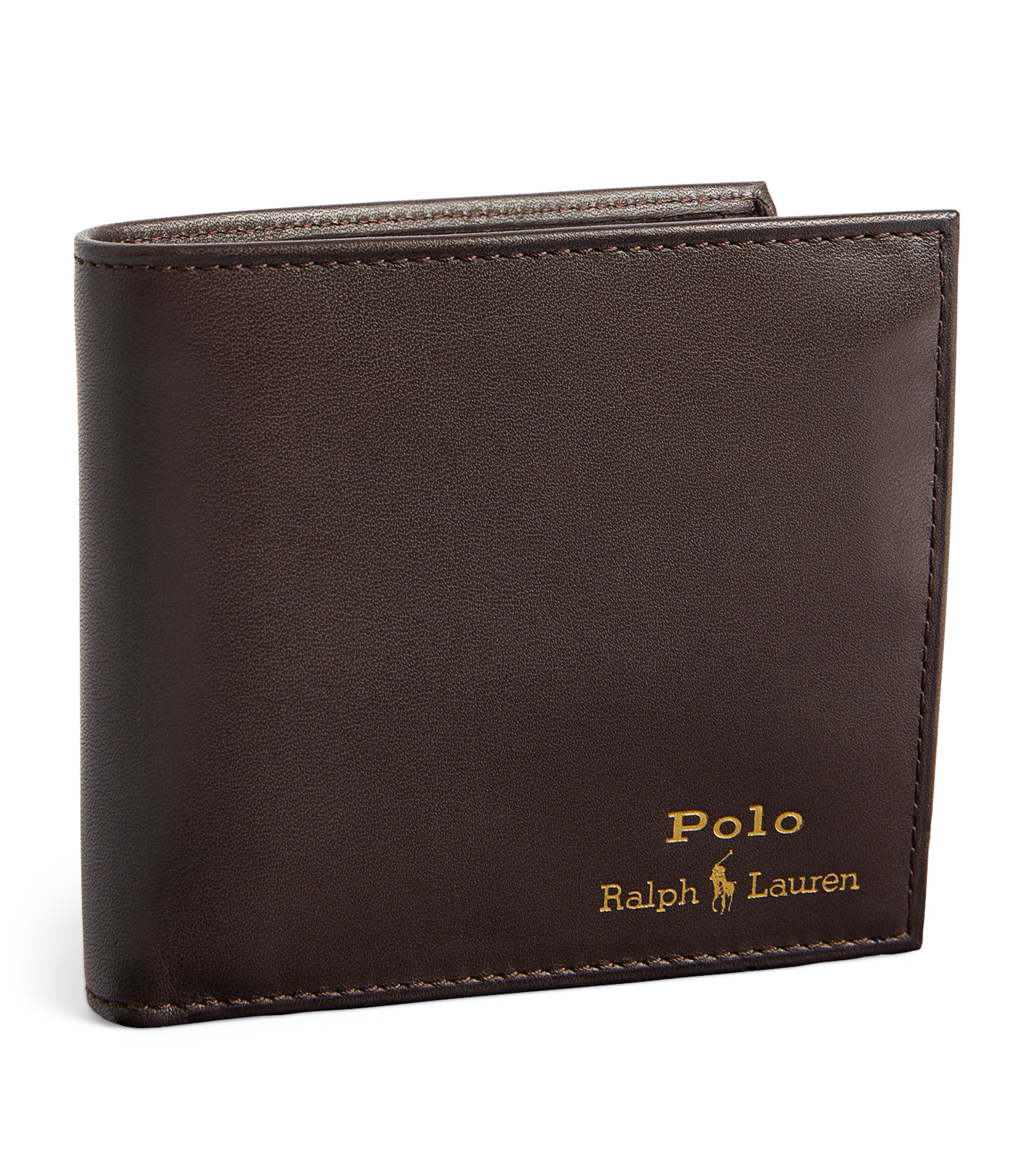 Polo Ralph Lauren Leather Logo Wallet In Brown