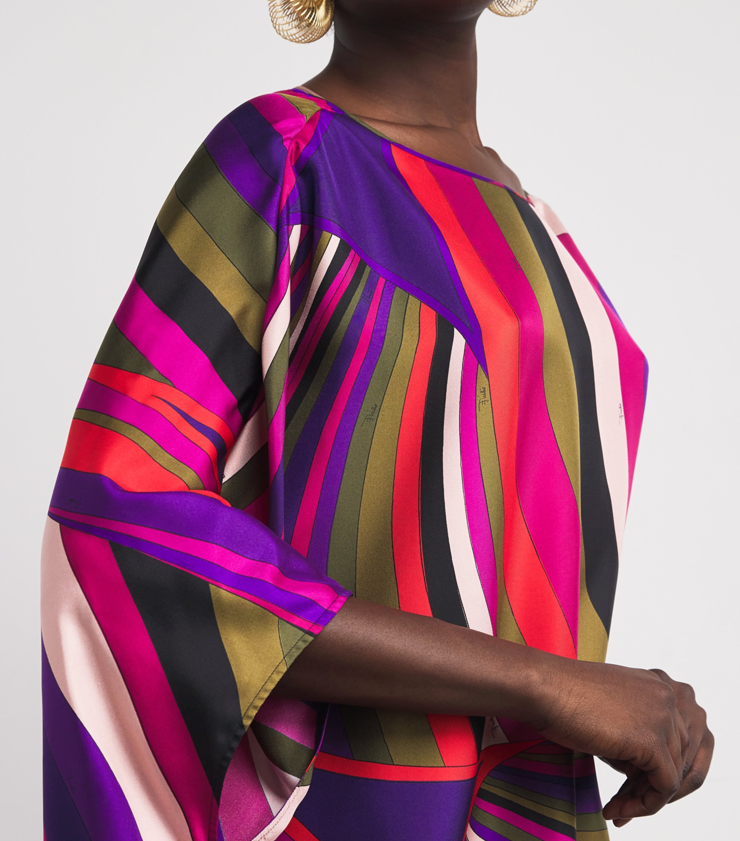 Silk Iride Print Mini Kaftan Dress 011/MUTICOLOR Image 5