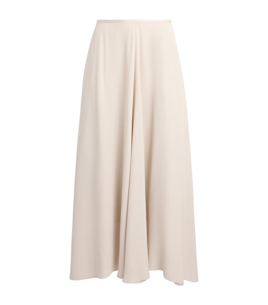 Agnona Womens Satin-Trim A-Line Midi Skirt Beige Greige Image 1