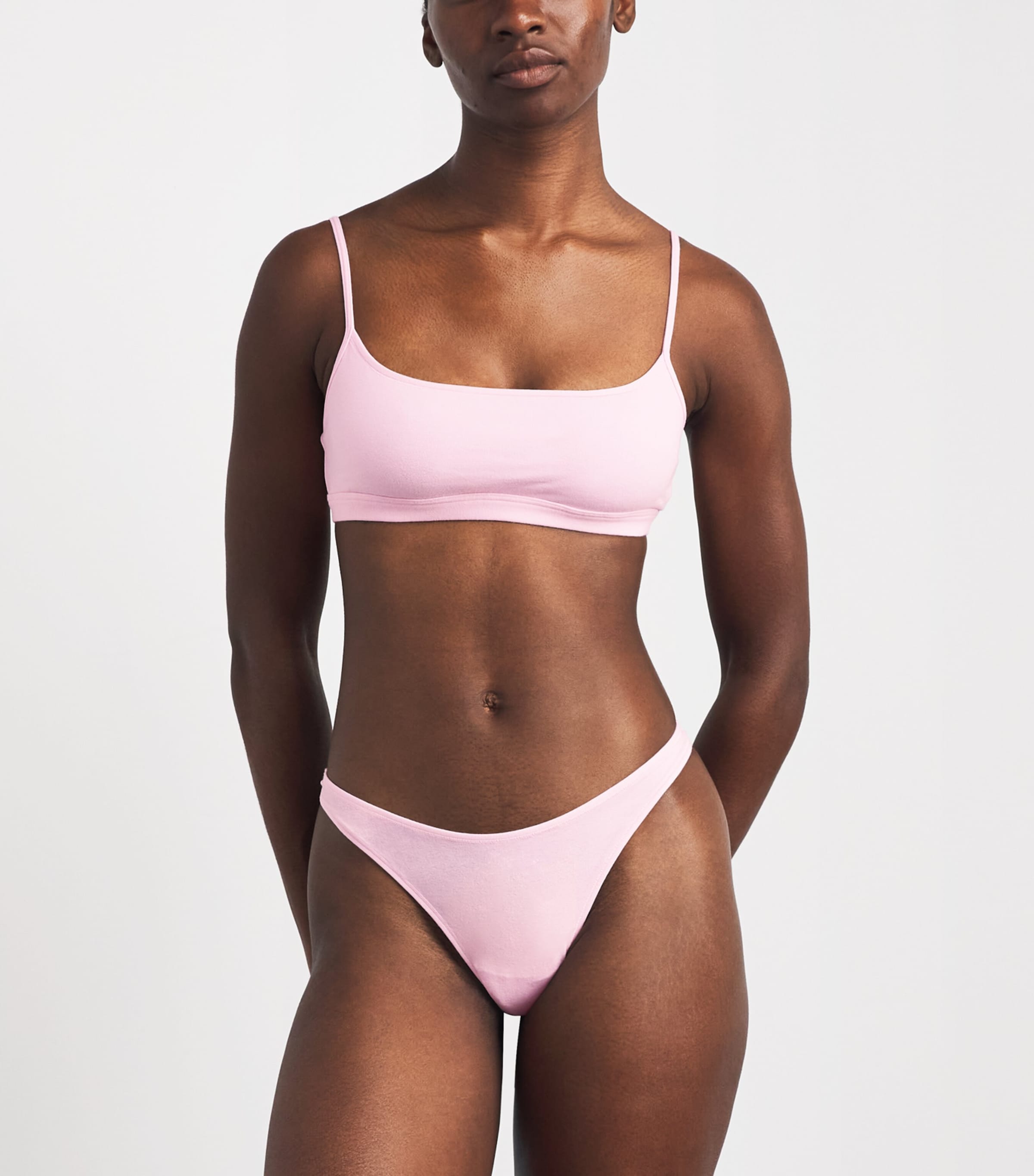 Skims Womens Stretch-Cotton Everyday Scoop Bralette Peony Image 2