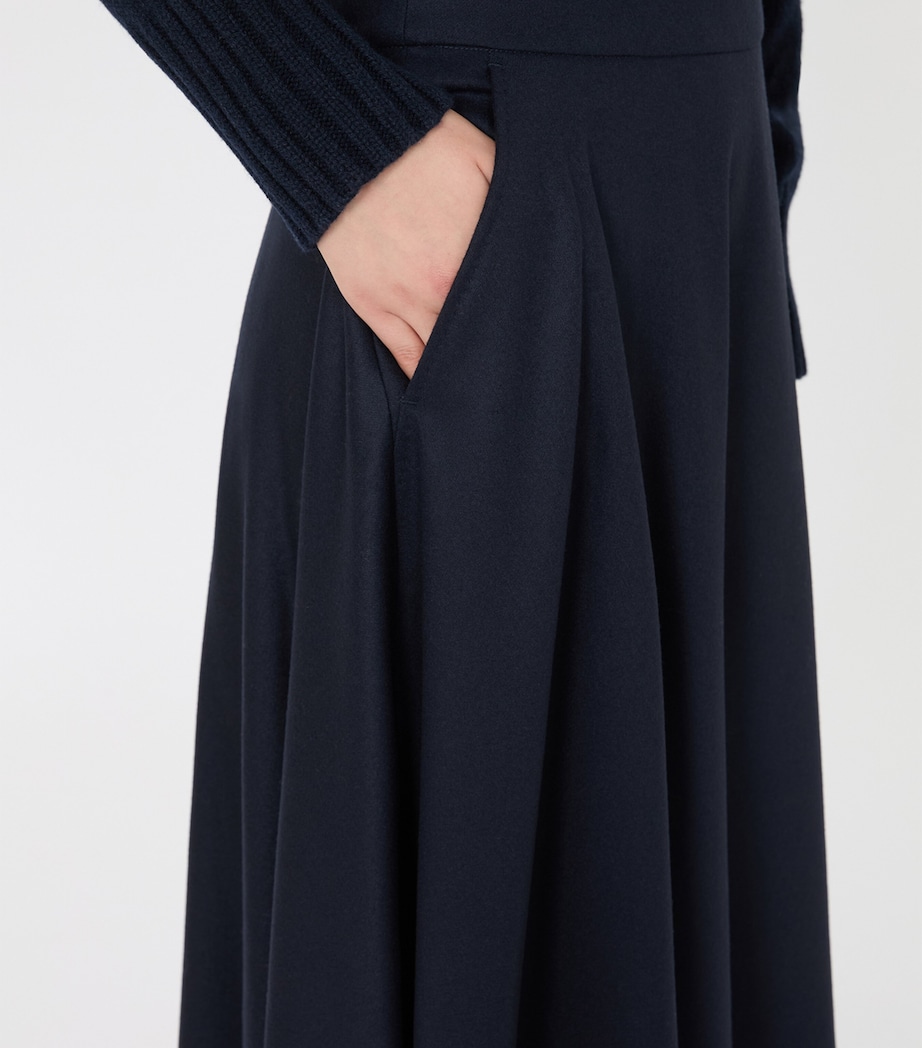 Max Mara Womens Virgin Wool Midi Skirt Midnightblue Image 5