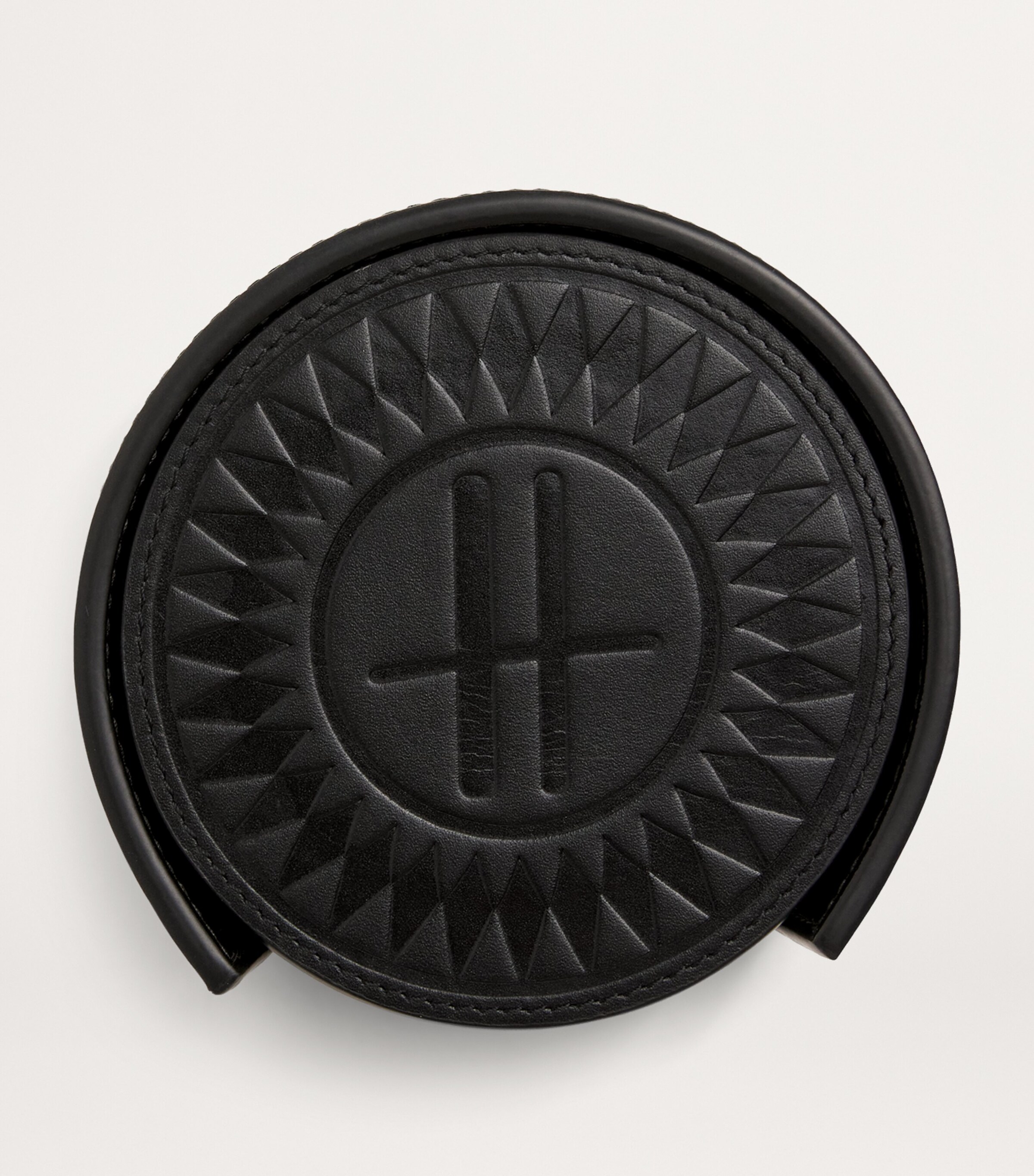 Harrods Leather Logo Coasters (Set of 6) Black Image 2