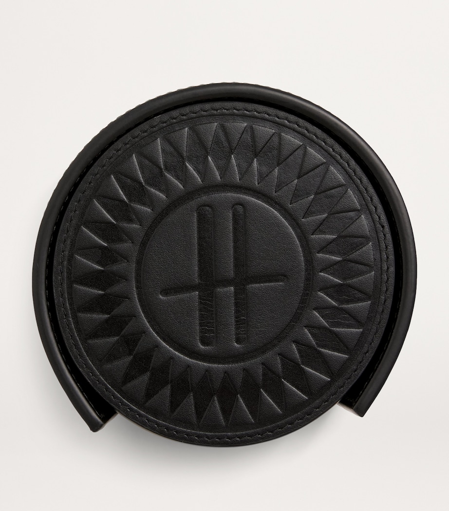 Leather Logo Coasters (Set of 6) BLACK Image 2