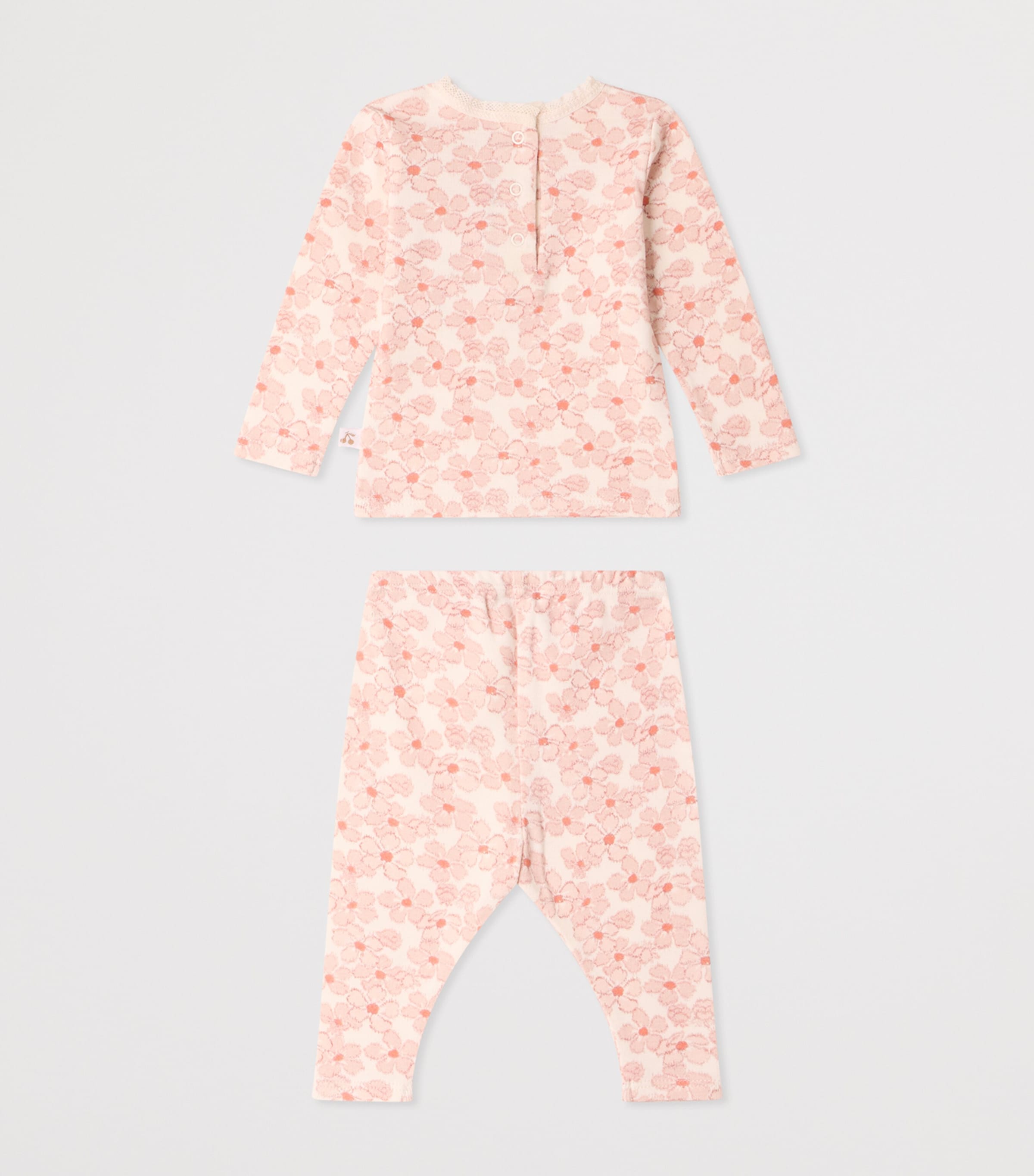 Bonpoint Cotton Floral Pyjama Set (1-18 Months) Fleurs Rose Image 2