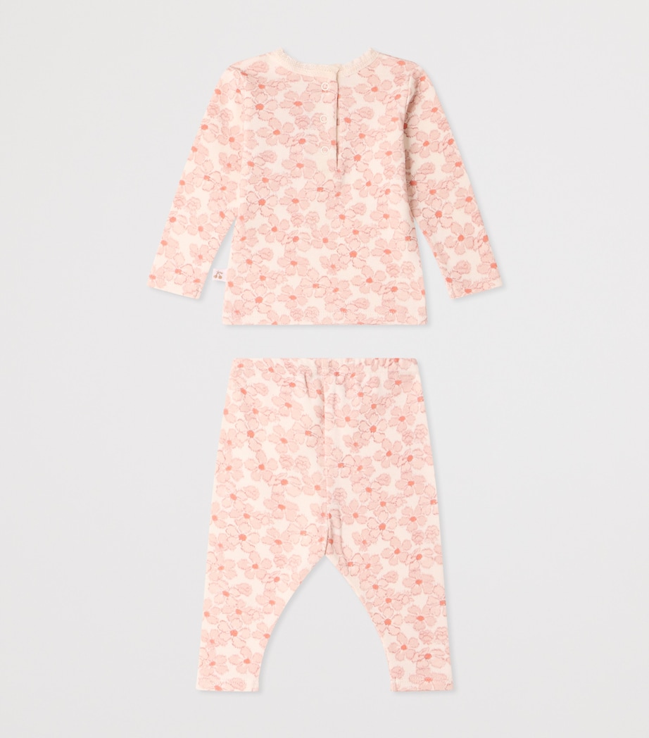 Bonpoint Cotton Floral Pyjama Set (1-18 Months) Fleurs Rose Image 2
