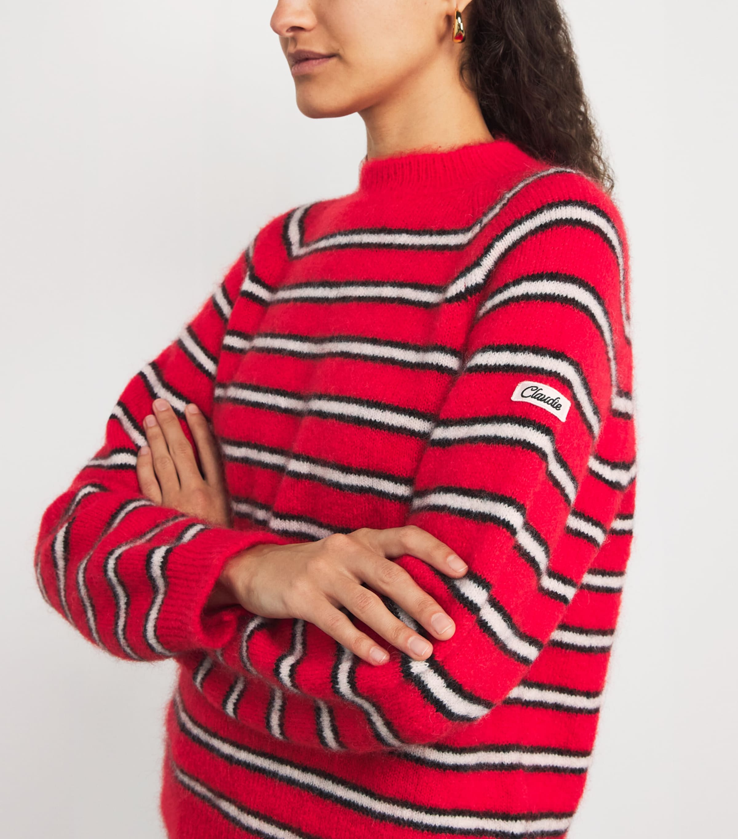 Mohair-Blend Stripe Sweater RED Image 6