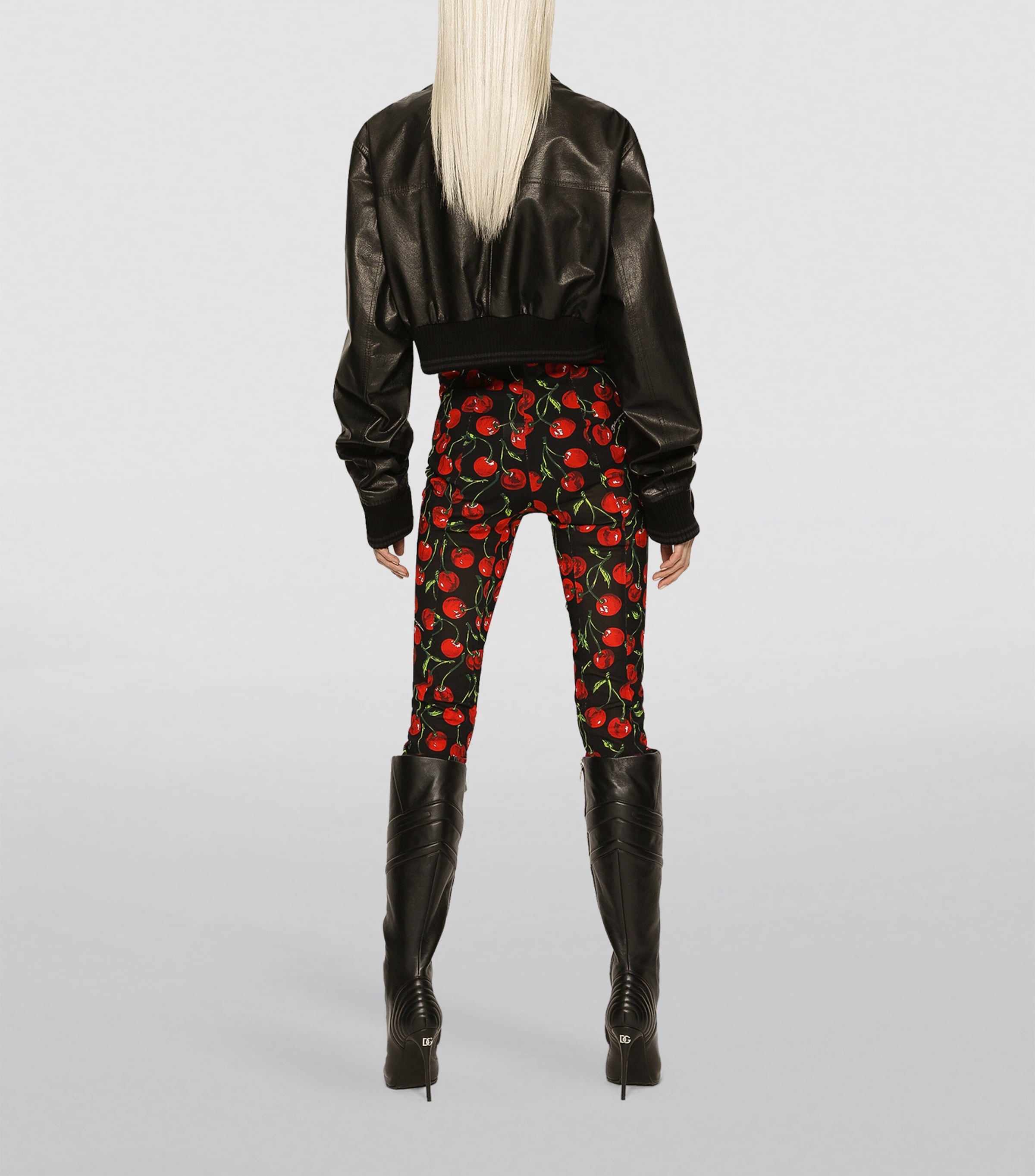 Leather Cropped Jacket N0000-BLACK Image 5