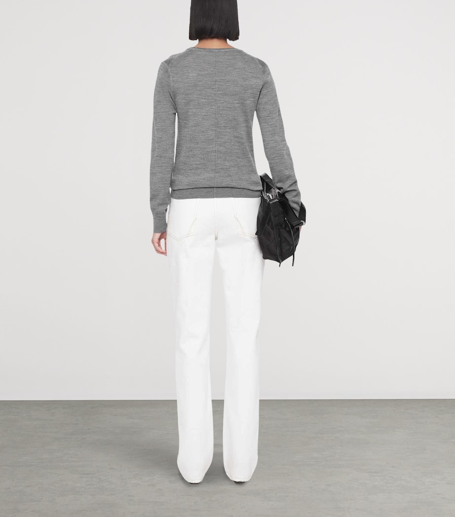 AllSaints Womens Merino Wool Coyte Sweater Grey Marl Image 7