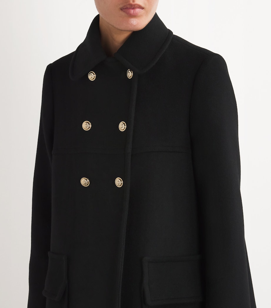 Wool-Blend Pea Coat BLACK Image 6