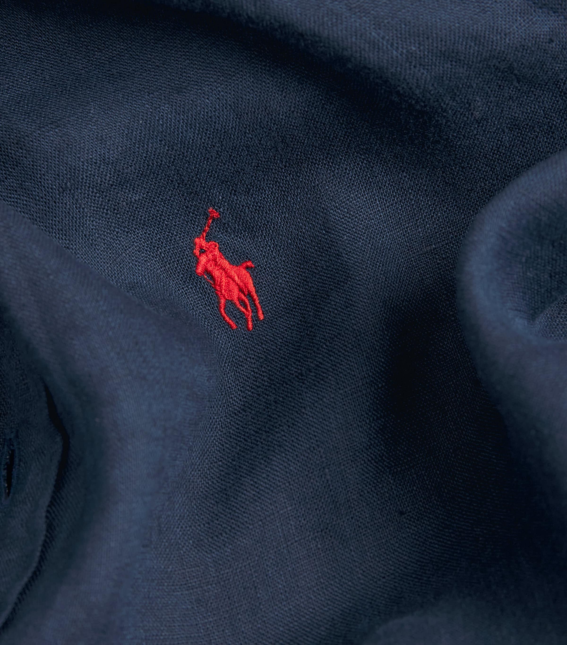 Polo Ralph Lauren Mens Linen Custom Fit Shirt Navy Image 5