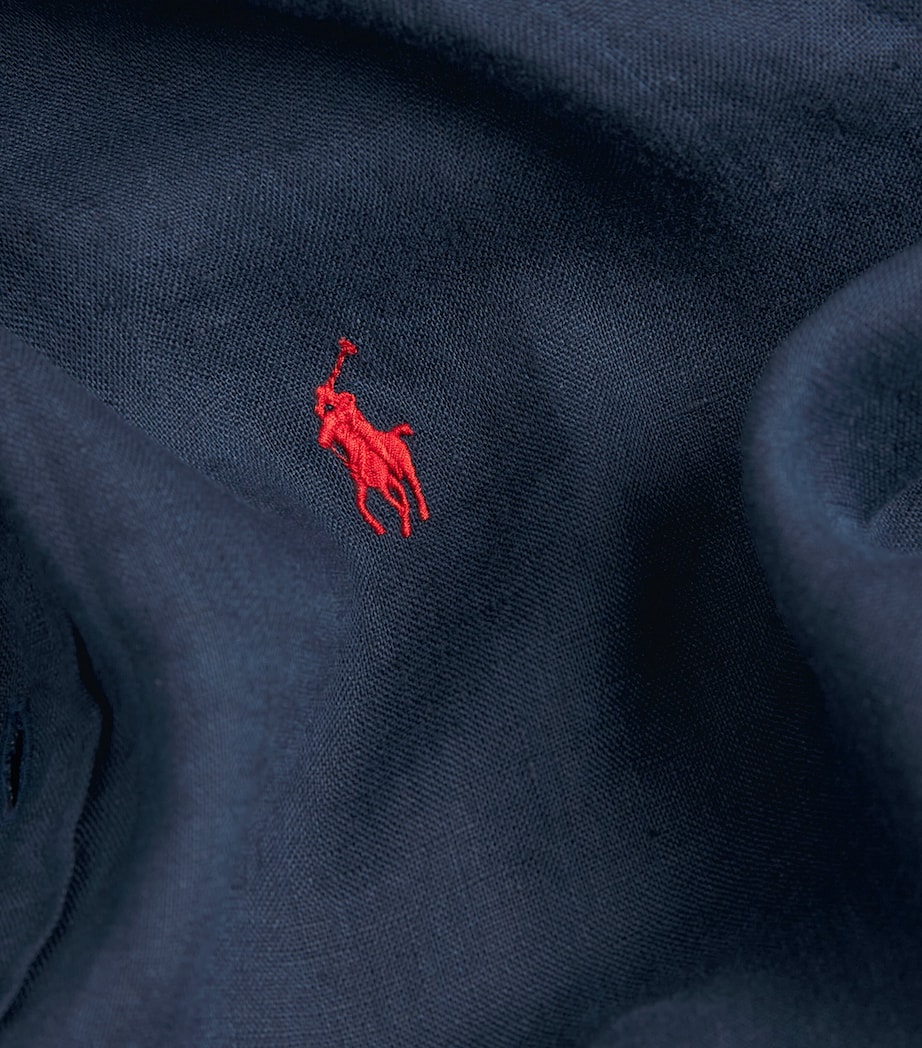 Polo Ralph Lauren Mens Linen Custom Fit Shirt Navy Image 5
