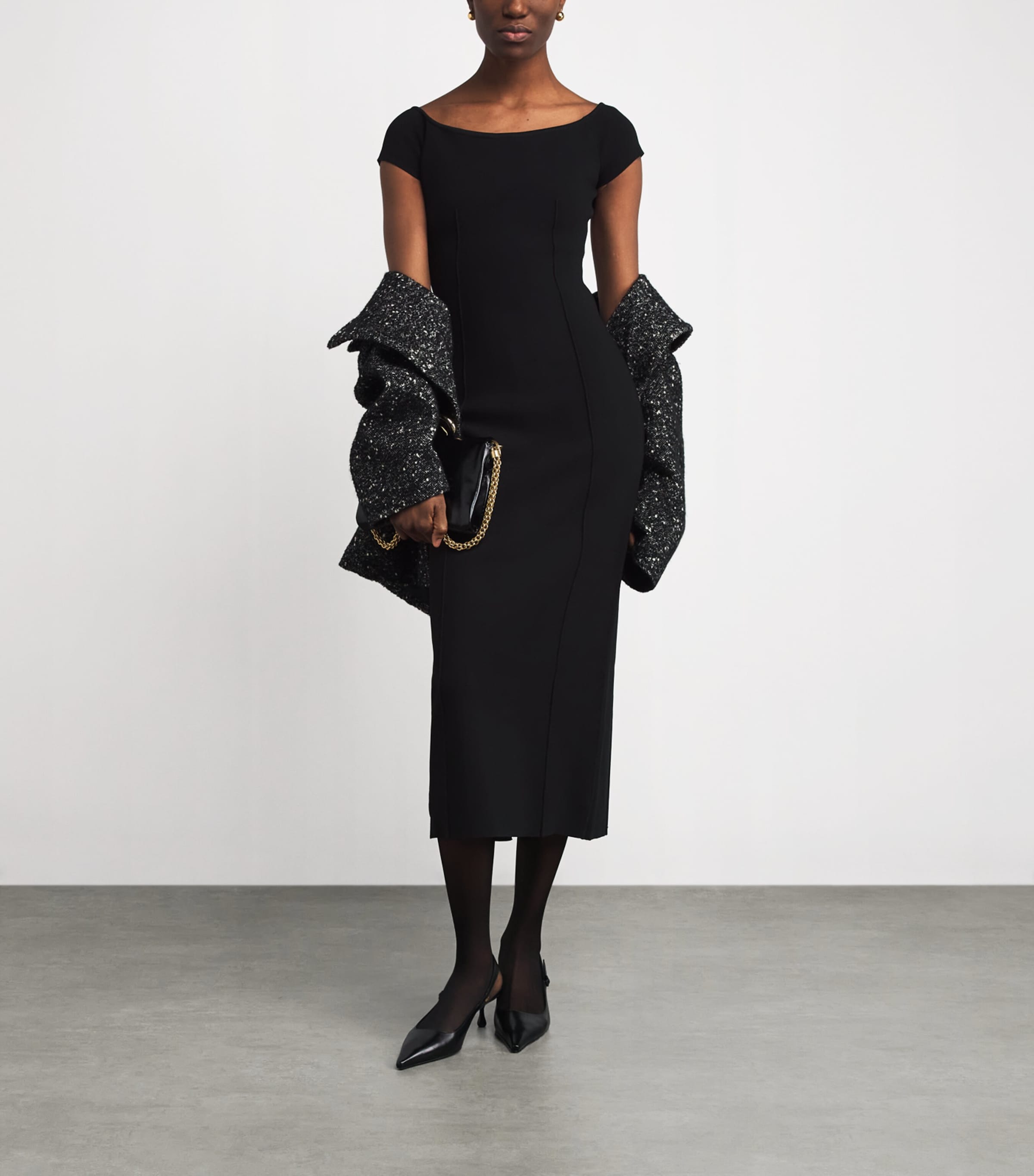 Milano-Knit Foin Compact Maxi Dress BLACK Image 2