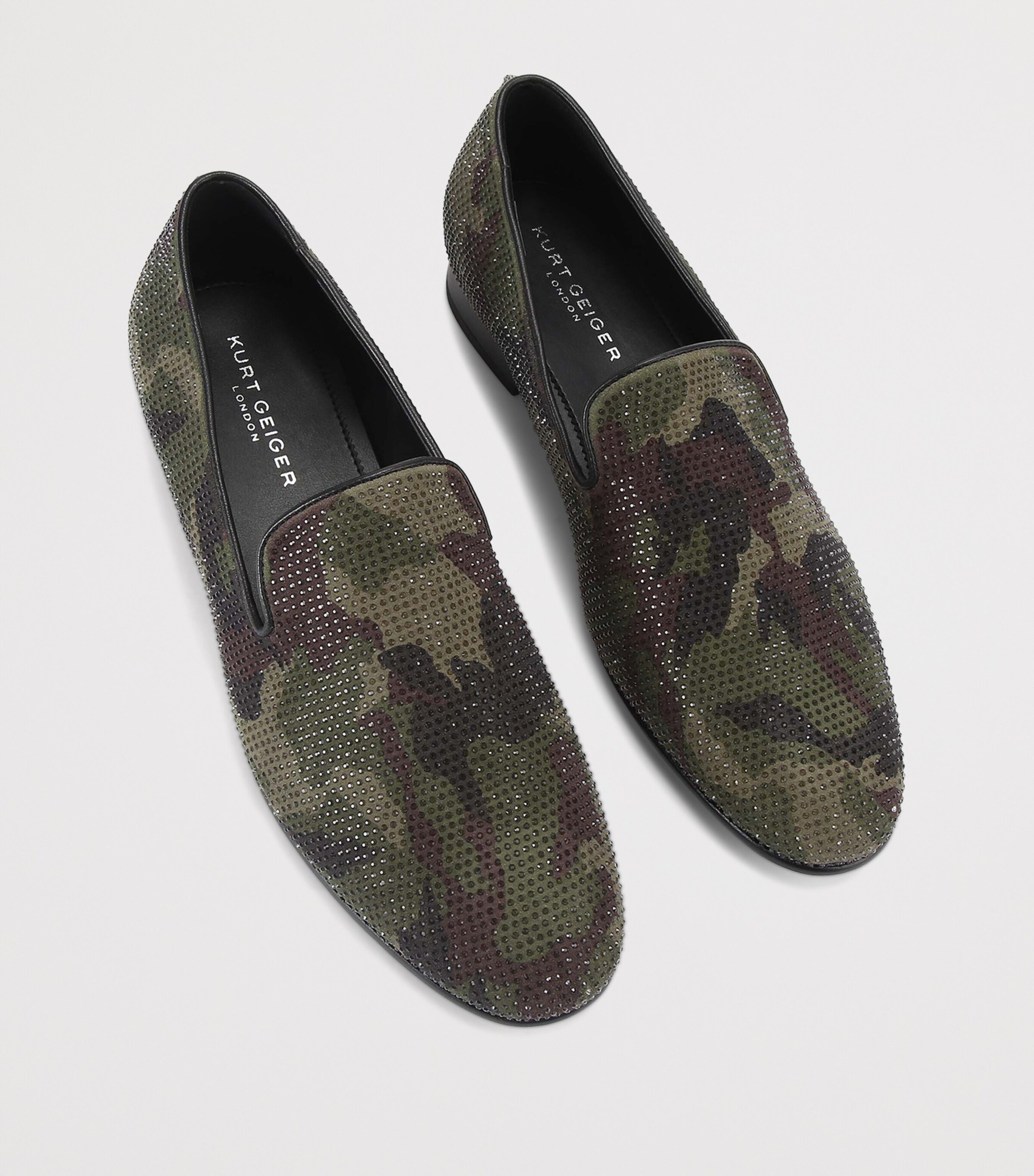 Kurt Geiger London Suede Embellished Ace Loafers Dark Green Image 4