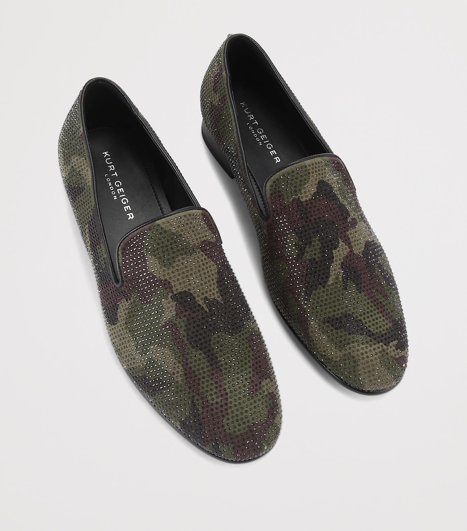Kurt Geiger London Suede Embellished Ace Loafers Dark Green Image 4