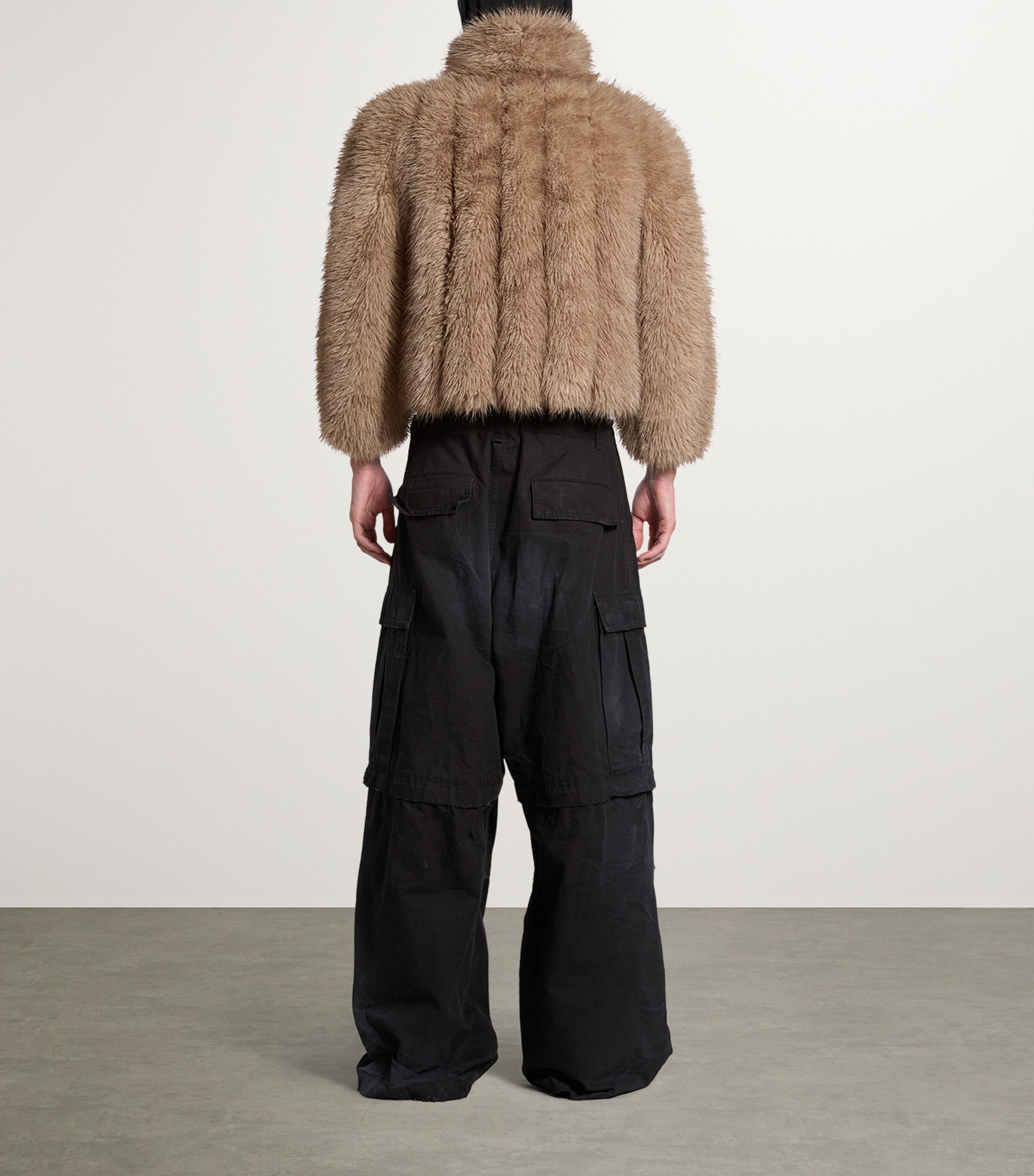 Balenciaga Brown Faux Fur Shrunk Jacket | Harrods UK