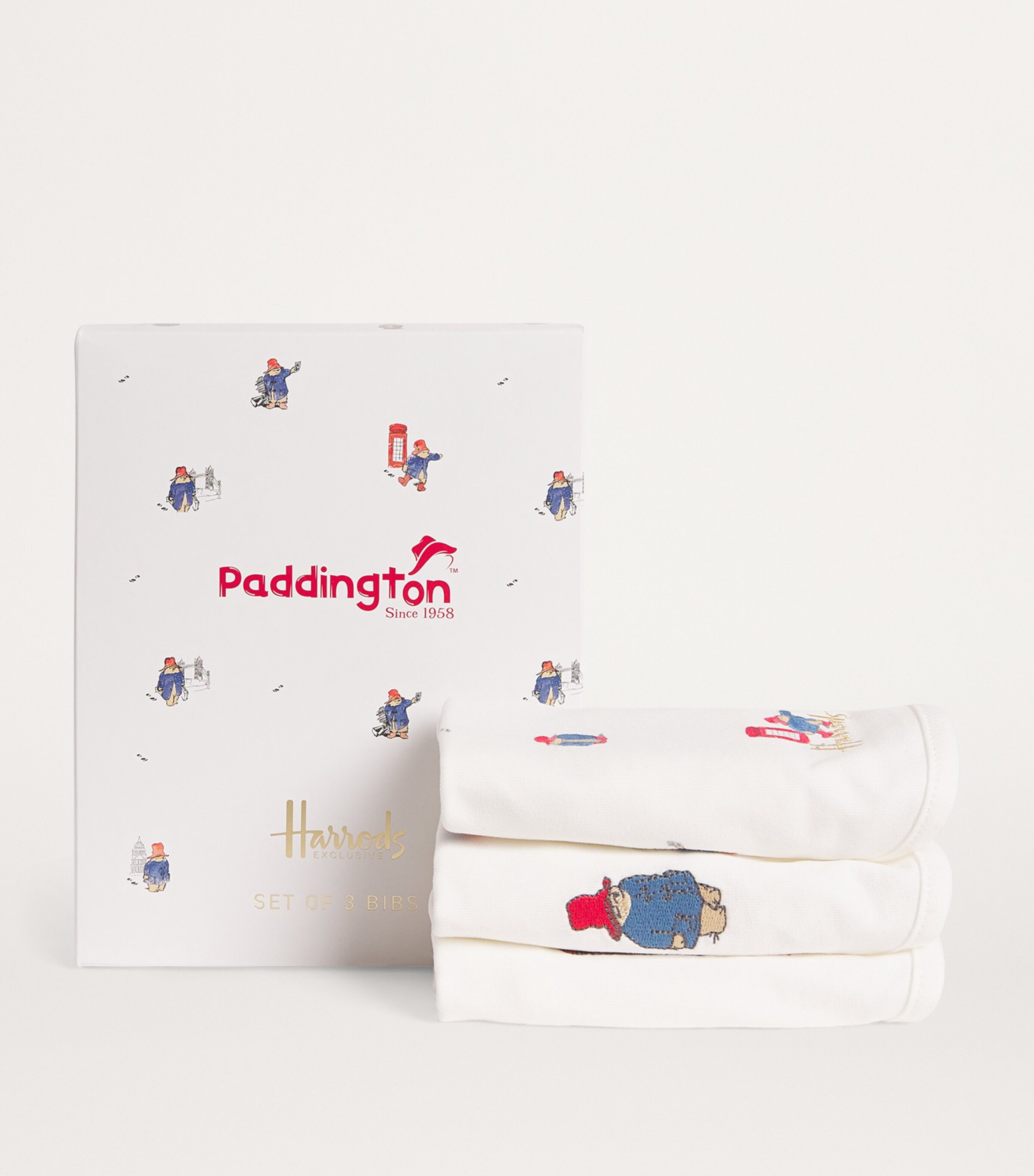 Embroidered Paddington Bibs (Set of 3) WHITE Image 3