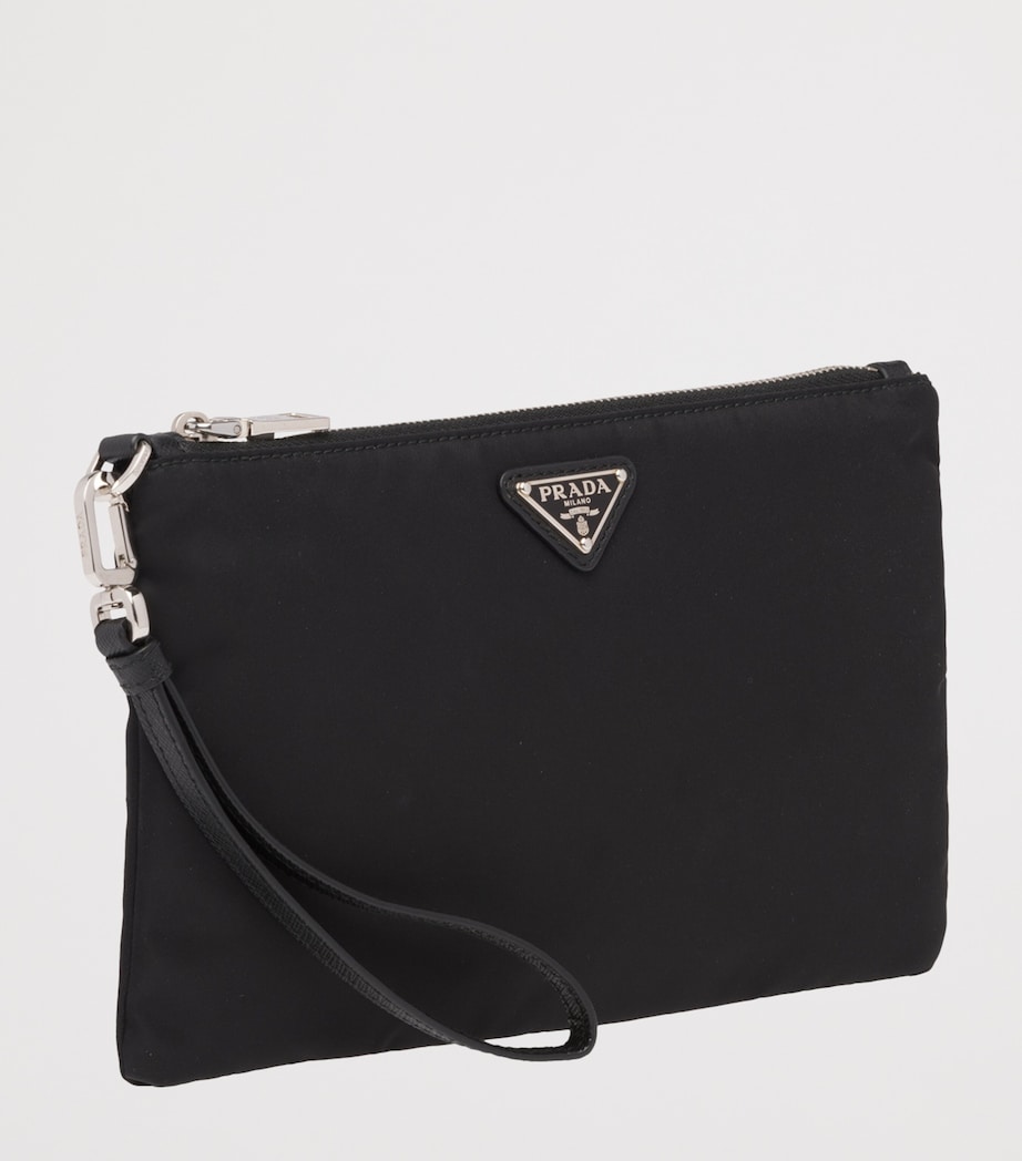 Re-Nylon and Saffiano Leather Wristlet Pouch F0002 Image 5