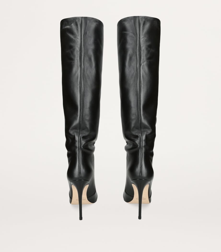 Leather Stiletto Knee-High Boots 105 BLACK Image 2