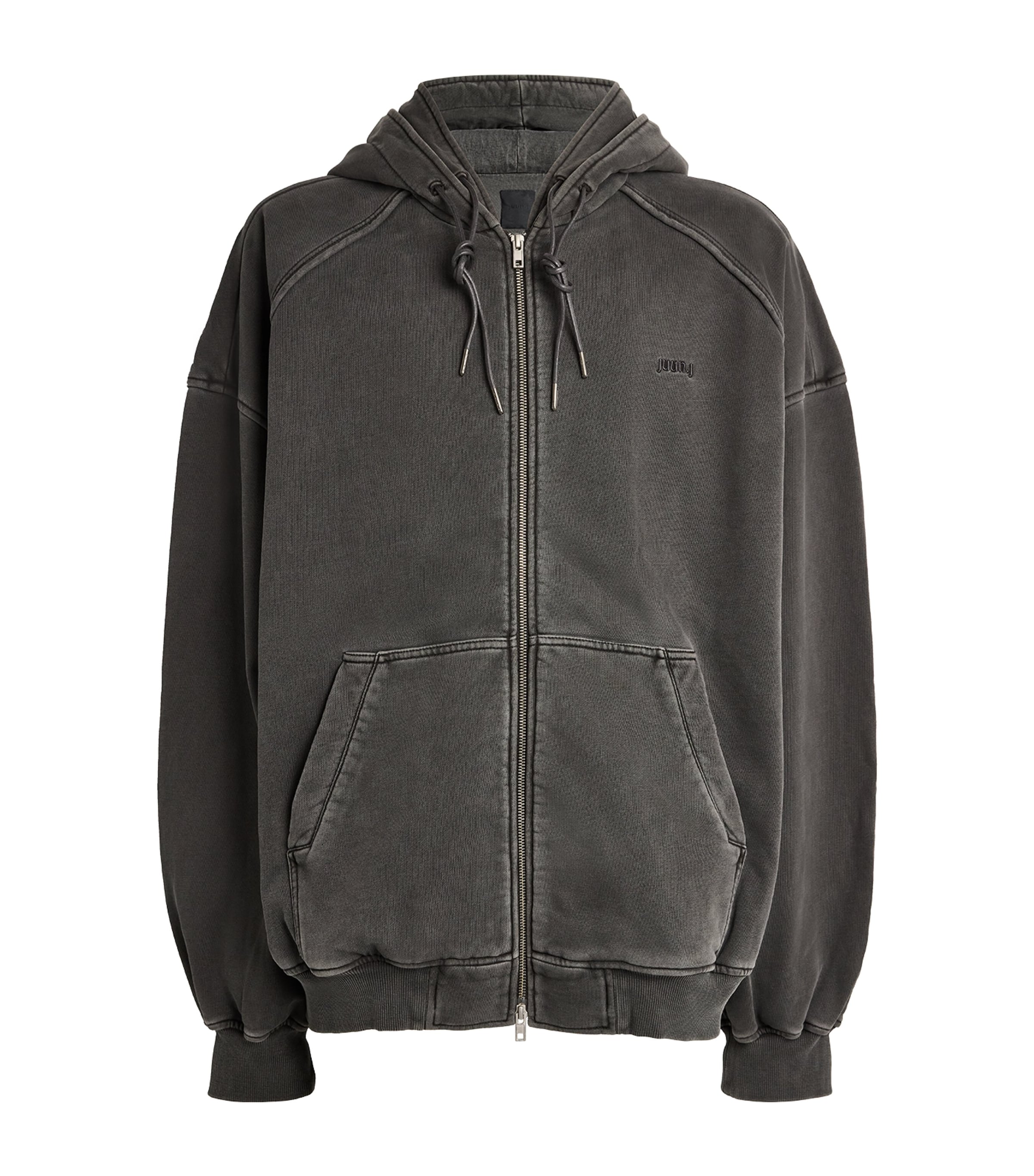 Juun.J Black Cotton Oversized Double-Layer Zip-Up Hoodie | Harrods US