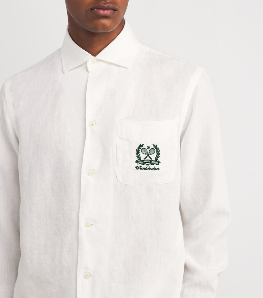 Polo Ralph Lauren Mens x Wimbledon Linen Logo Crest Shirt White Image 6