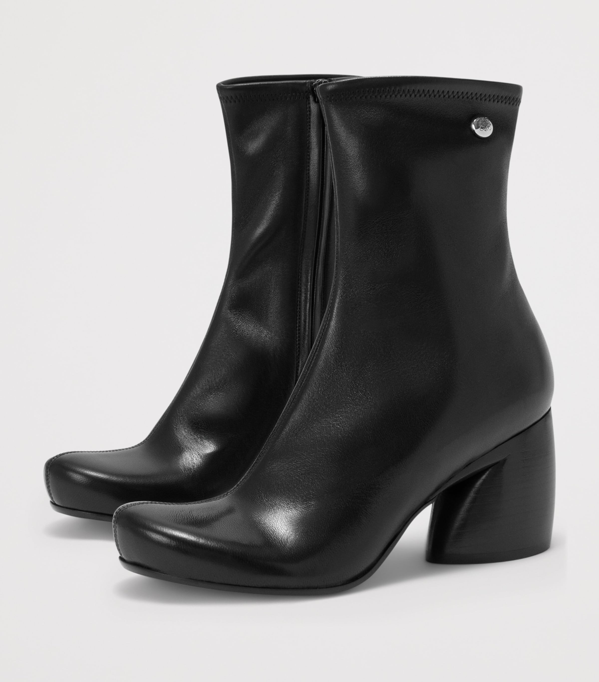 LOEWE Leather Oval Heeled Ankle Boots 70 Black Image 2