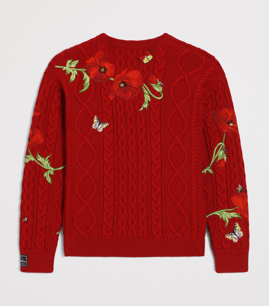 Dolce&Gabbana Kids Virgin Wool Embroidered Sweater (8-12+ Years) Bright Red Image 2