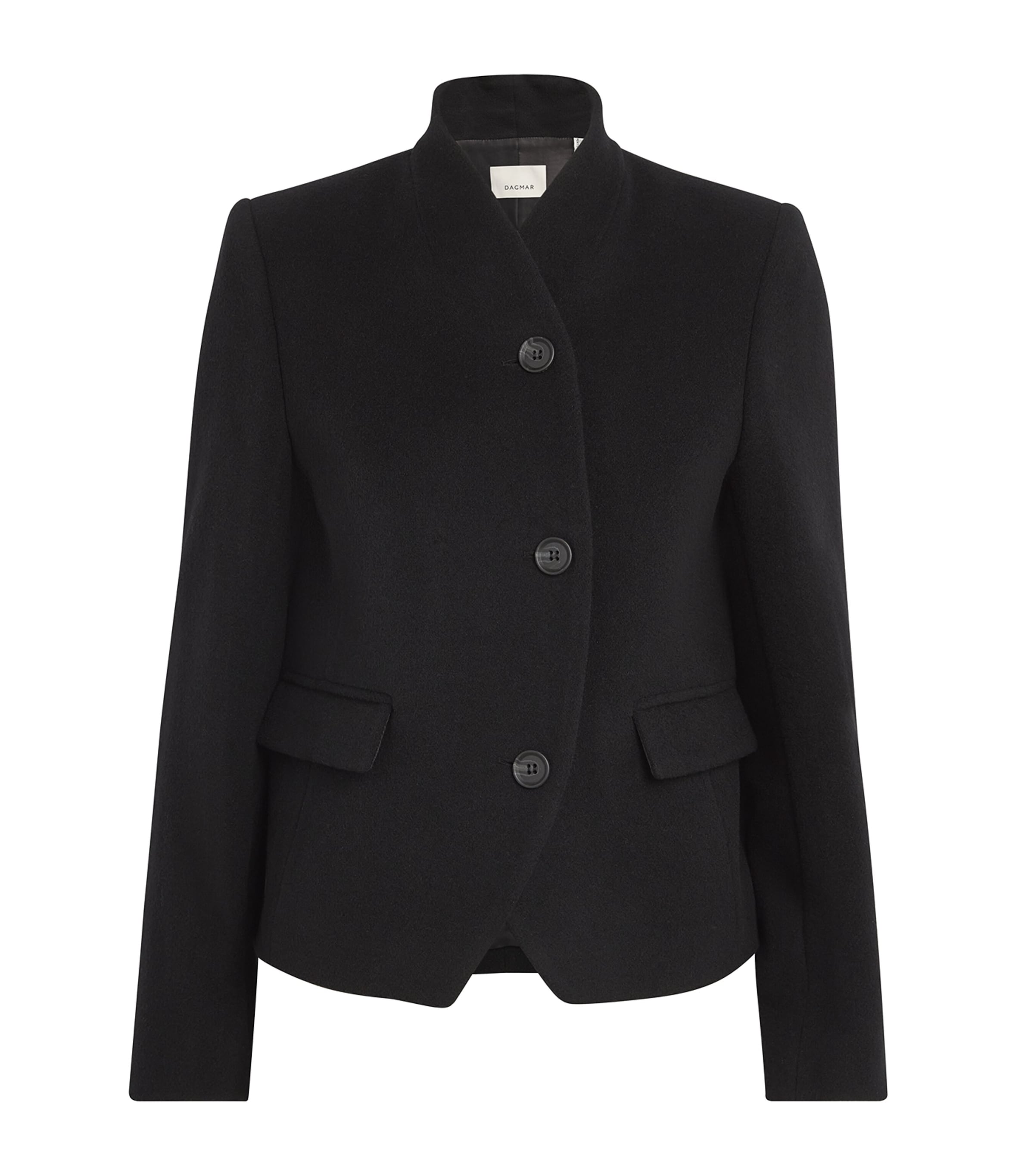 House Of Dagmar Curved Wool-blend Jacket In Black
