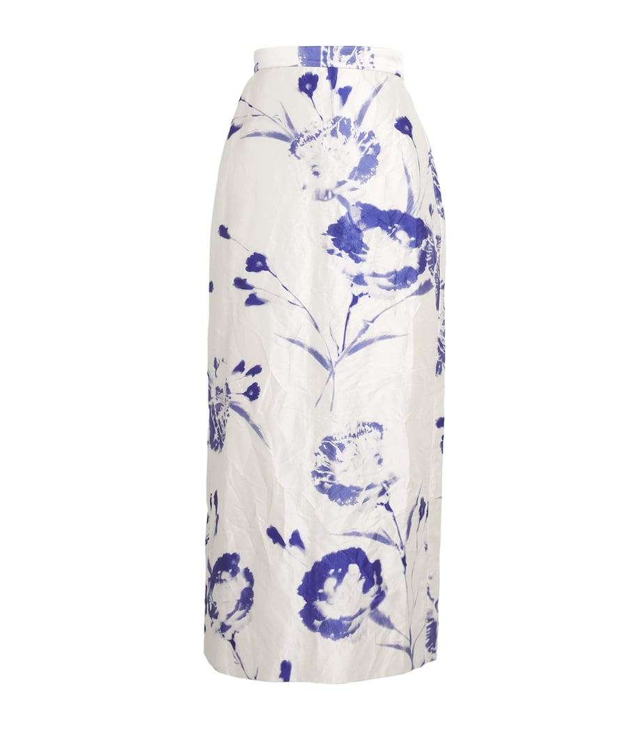 Satin Floral Midi Skirt CRNTN CYNTYPE WHITE Image 1