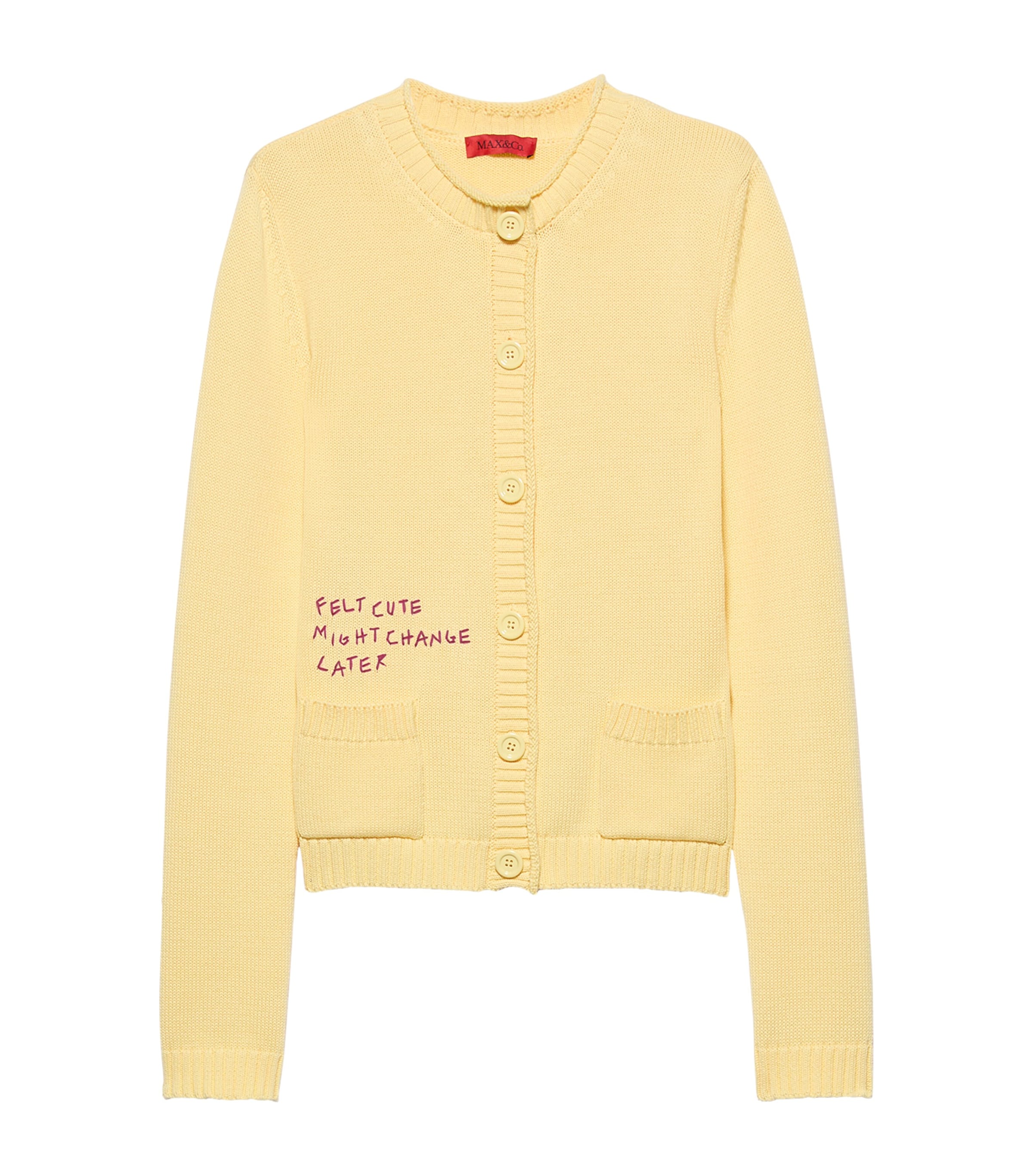 MAX&Co. Womens Embroidered Cardigan Yellow Image 1