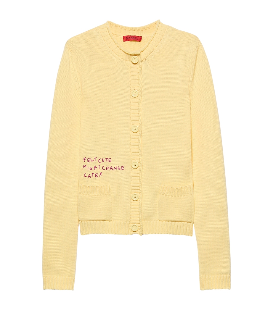 MAX&Co. Womens Embroidered Cardigan Yellow Image 1