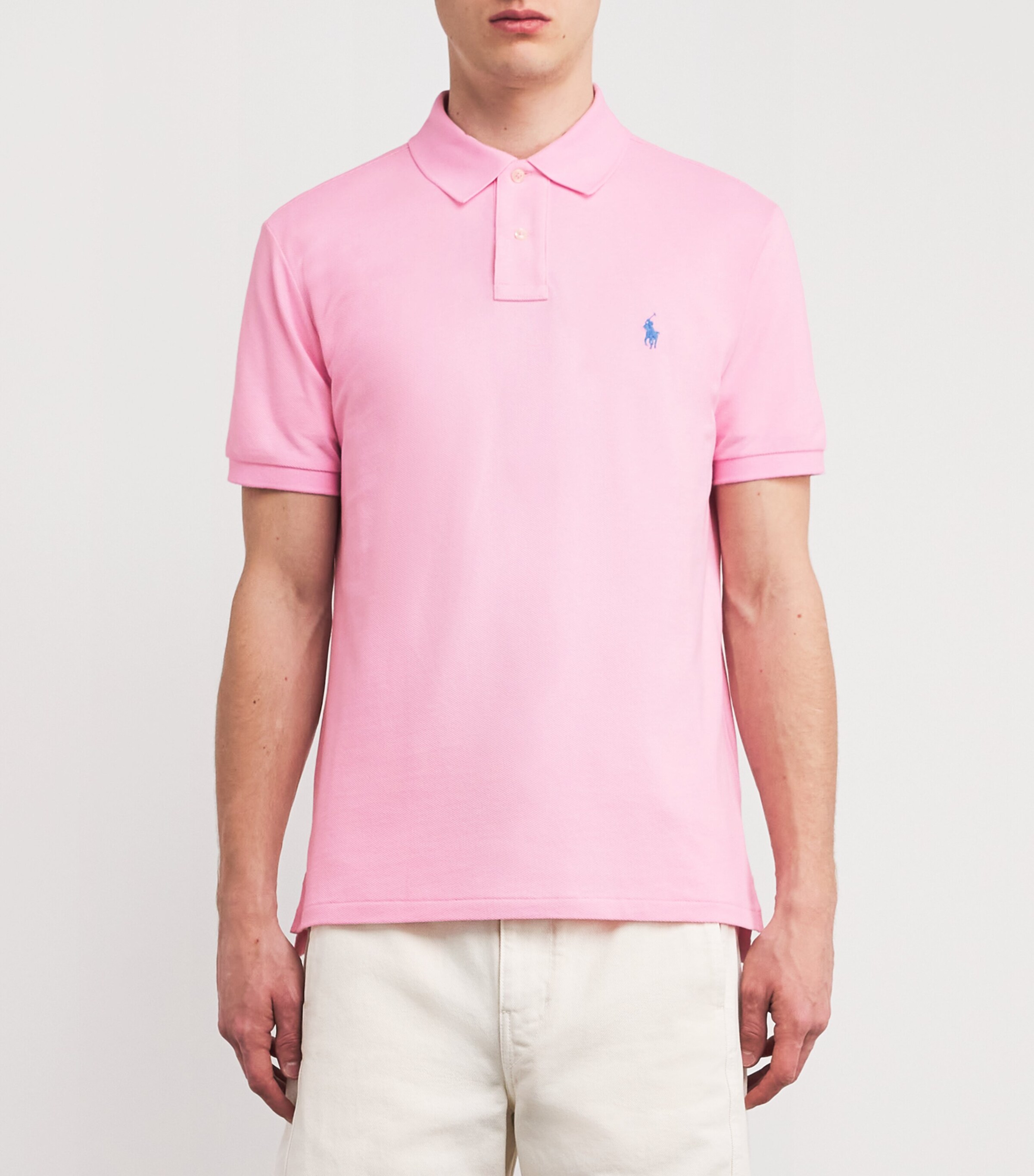 Cotton-Mesh Polo Shirt PINK Image 3
