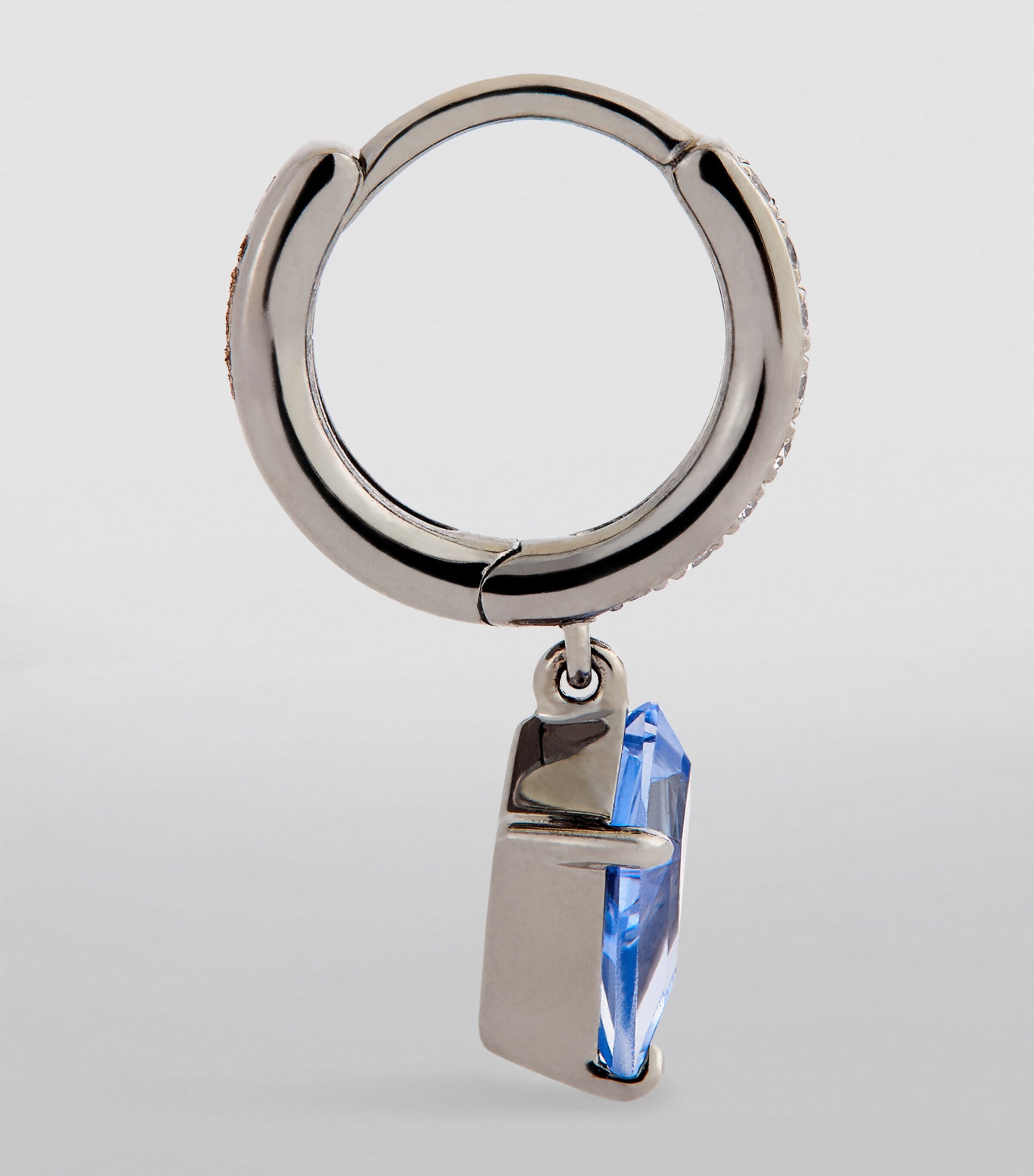 Eva Fehren Blackened White Gold, Diamond and Sapphire Ezzat Geo Hoop Earrings White Gold Image 3