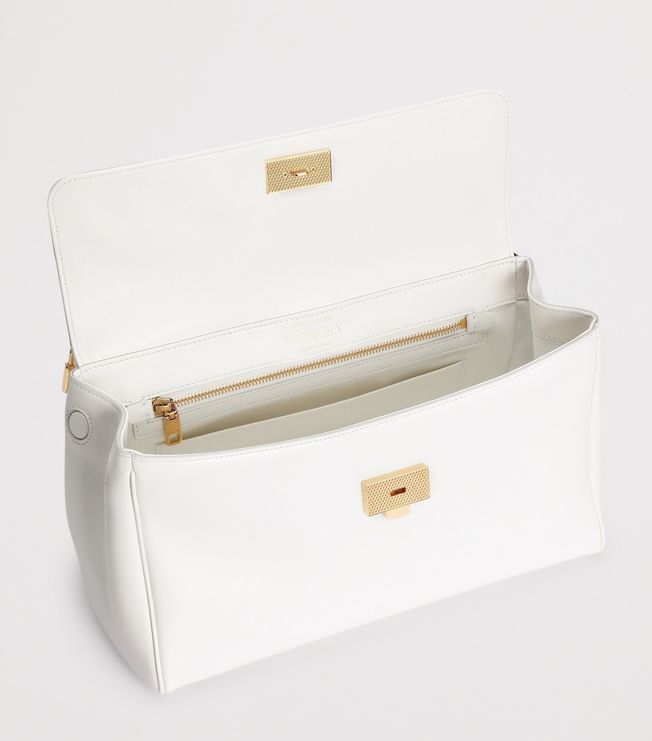 Dolce&Gabbana Leather My Sicily Top-Handle Bag Natural White Image 3