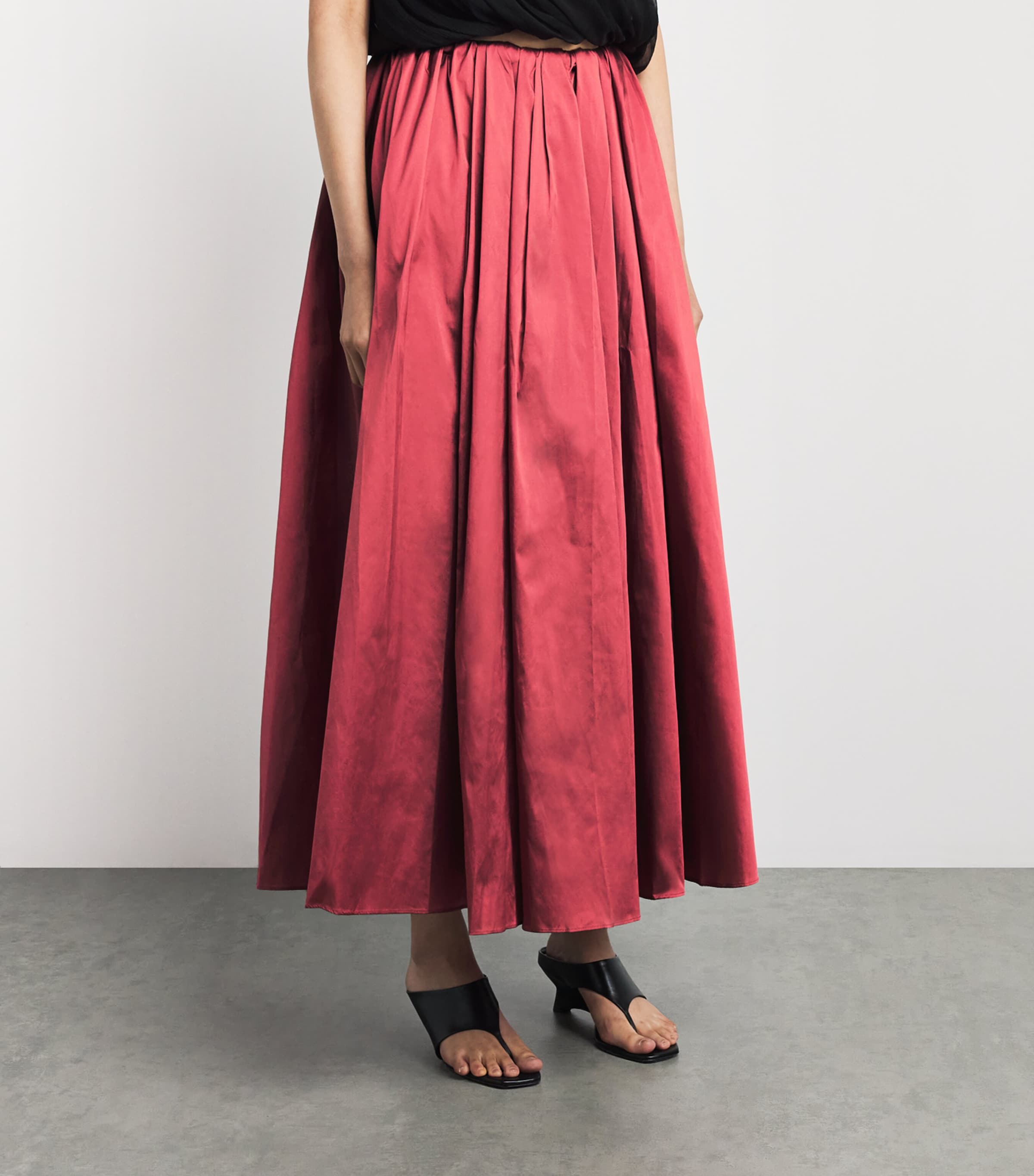 Abadia Womens Elodie Pleated Midi Skirt Red Image 4