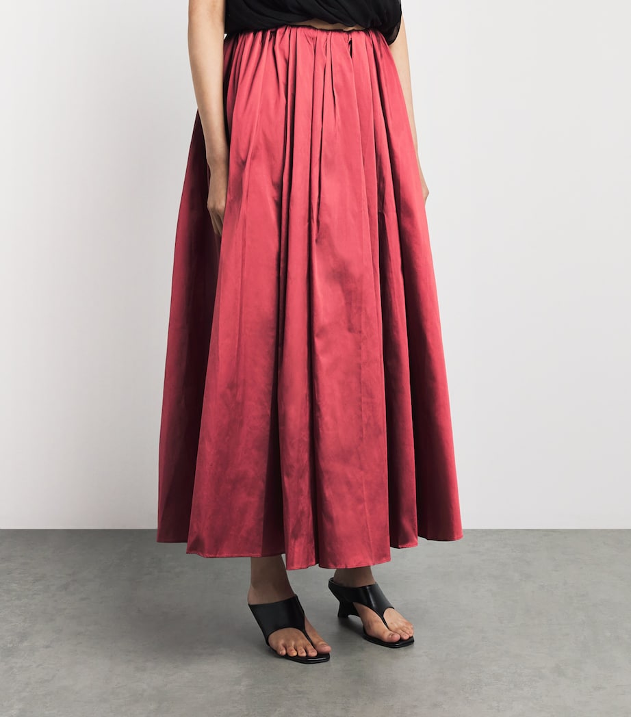 Abadia Womens Elodie Pleated Midi Skirt Red Image 4