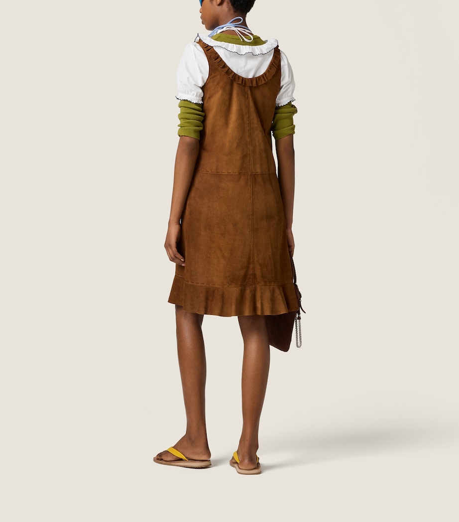 Miu Miu Womens Waxed Suede Mini Dress Brown Image 3