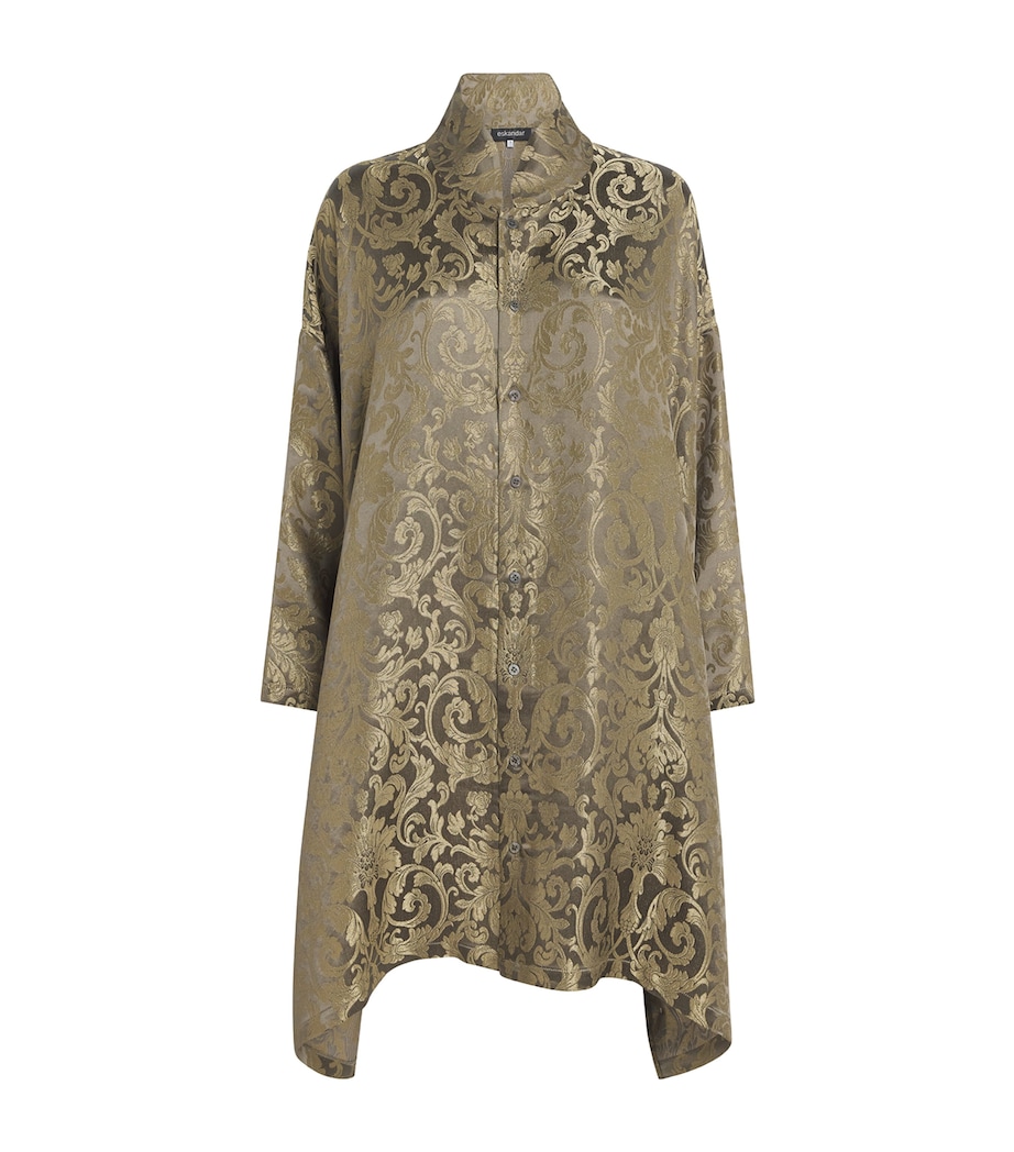 Metallic Jacquard Longline Shirt OLIVDARK Image 1