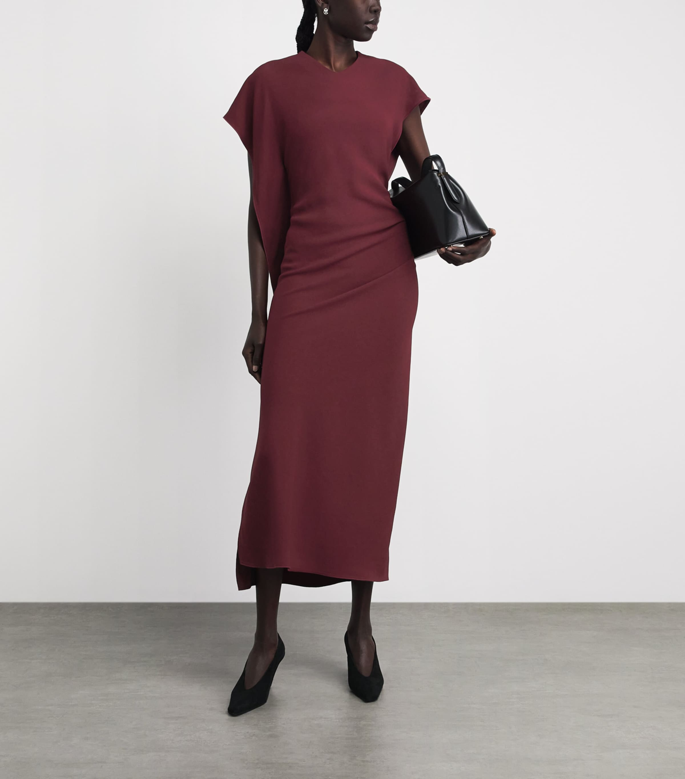 Victoria Beckham Red Satin Asymmetric Victoria Midi Dress | Harrods US