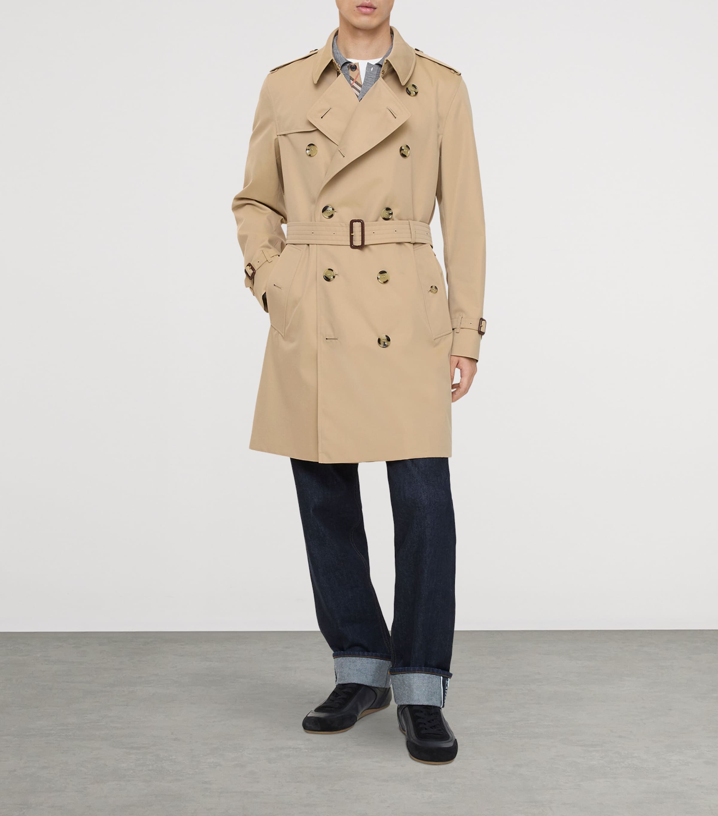 Burberry Mens Mid-Length Kensington Heritage Trench Coat Honey Image 3