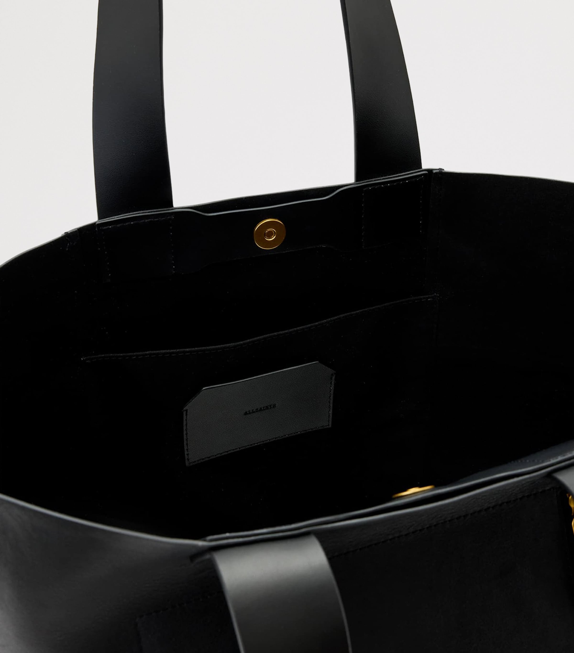 AllSaints Leather Alba East West Tote Bag Black Image 3