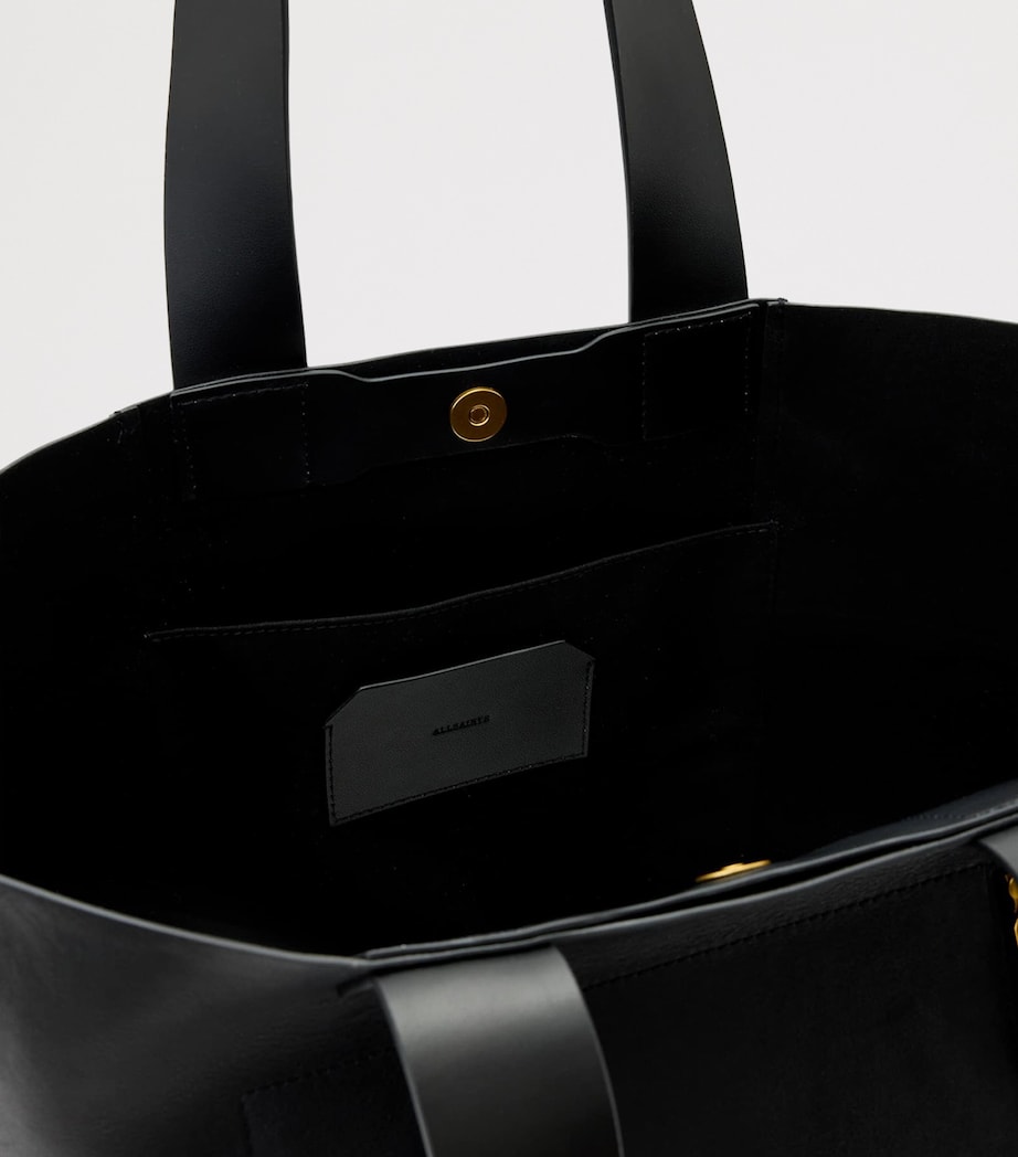 AllSaints Leather Alba East West Tote Bag Black Image 3