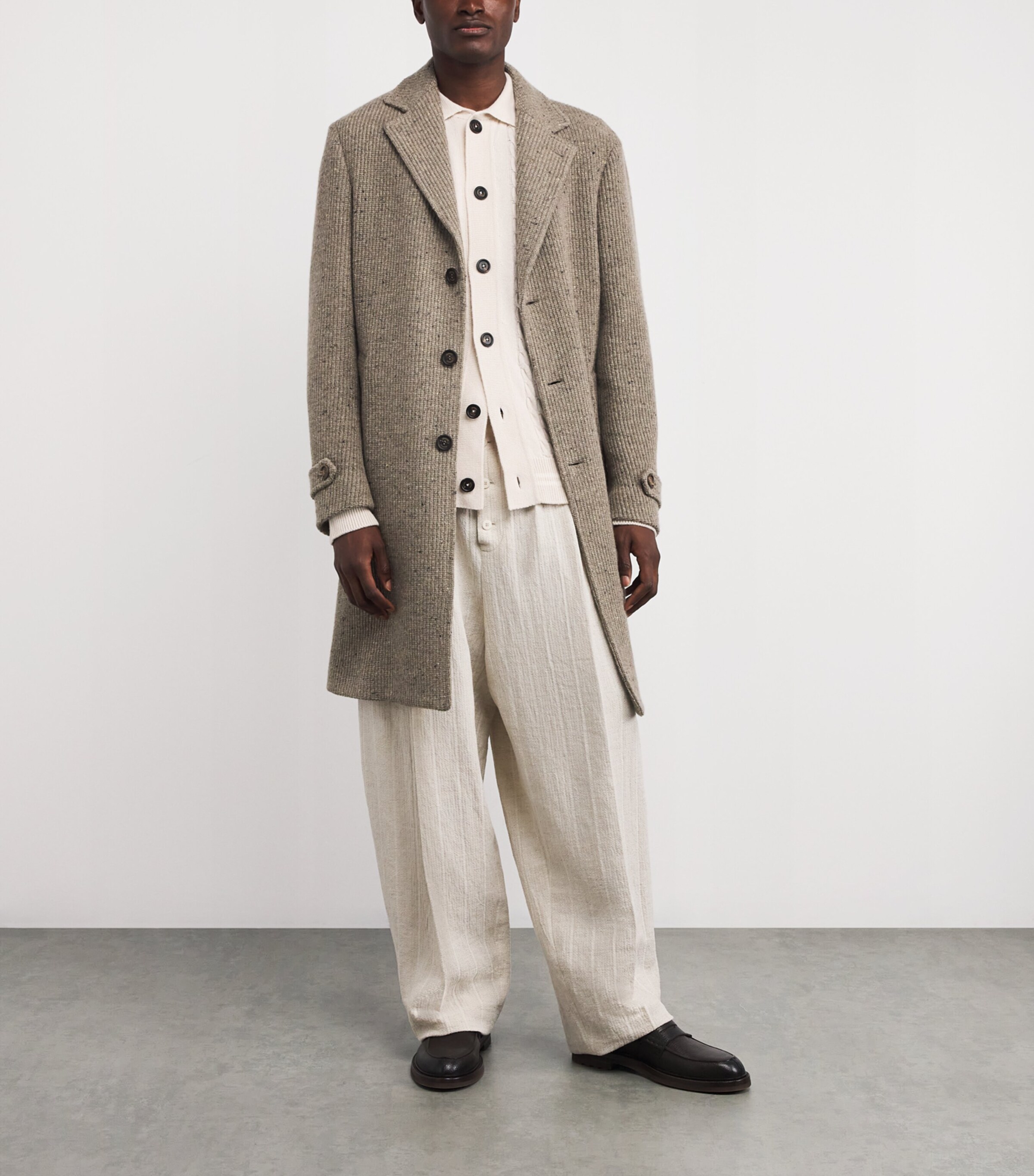 Cashmere Collared Cardigan SABBIA E BIANCO Image 2