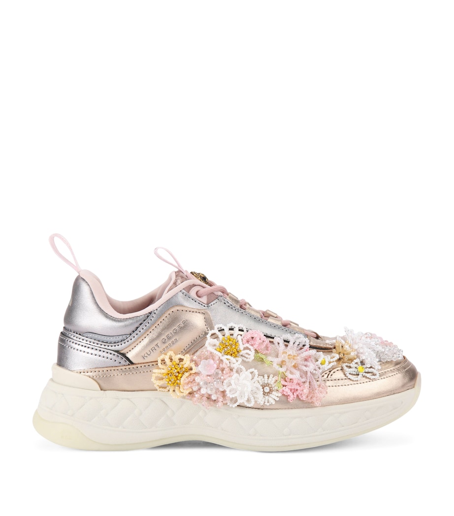 Kurt Geiger London Leather Beaded Kensington Sneakers Gold Comb Image 1