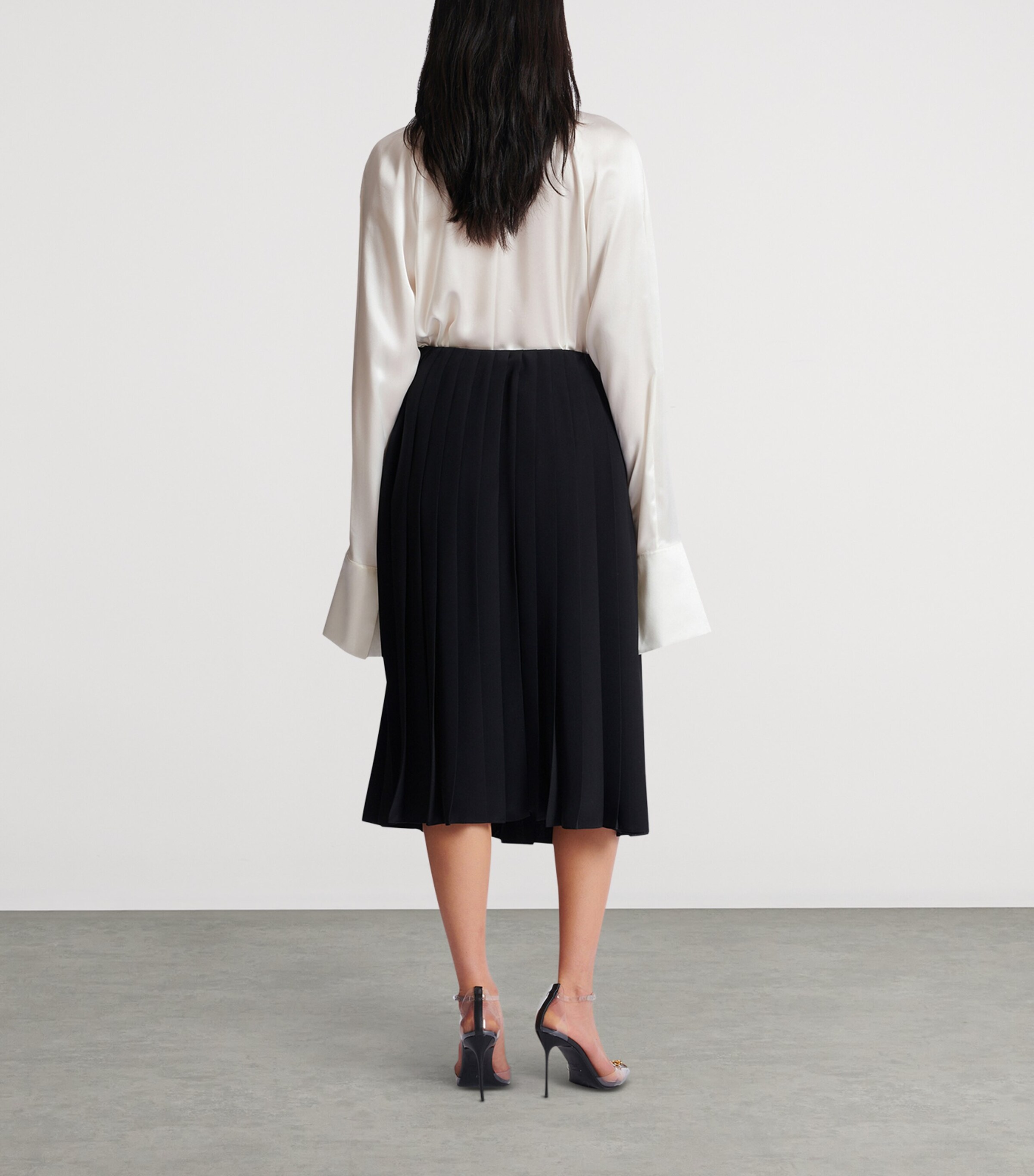 Chain-Detail Pleated Midi Skirt 0PA NOIR Image 6