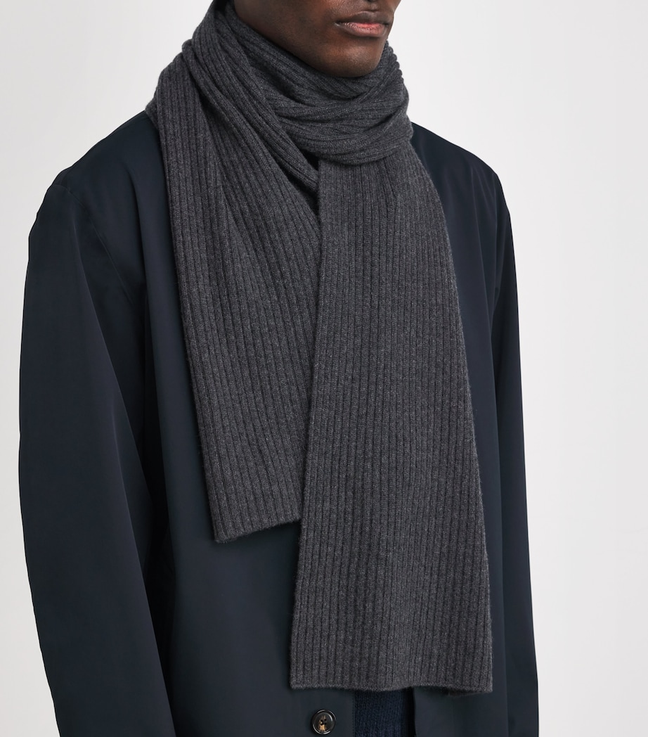 Cashmere Rib-Knit Scarf BLACK Image 4