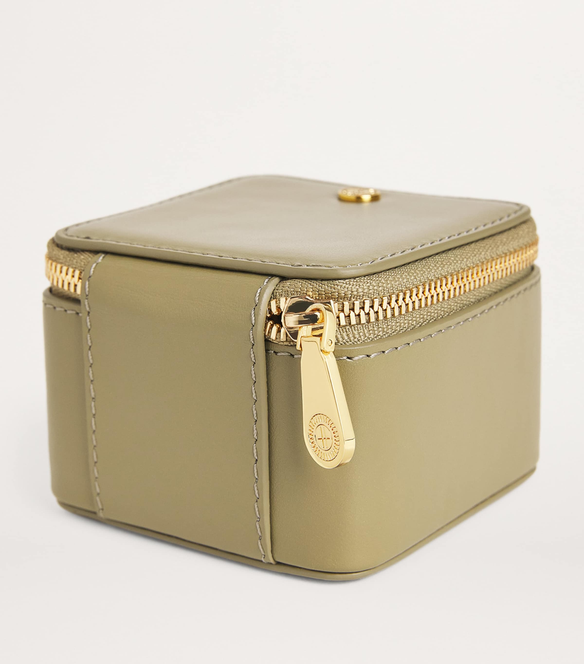 Small Smooth Leather Trinket Box OLIVE Image 3