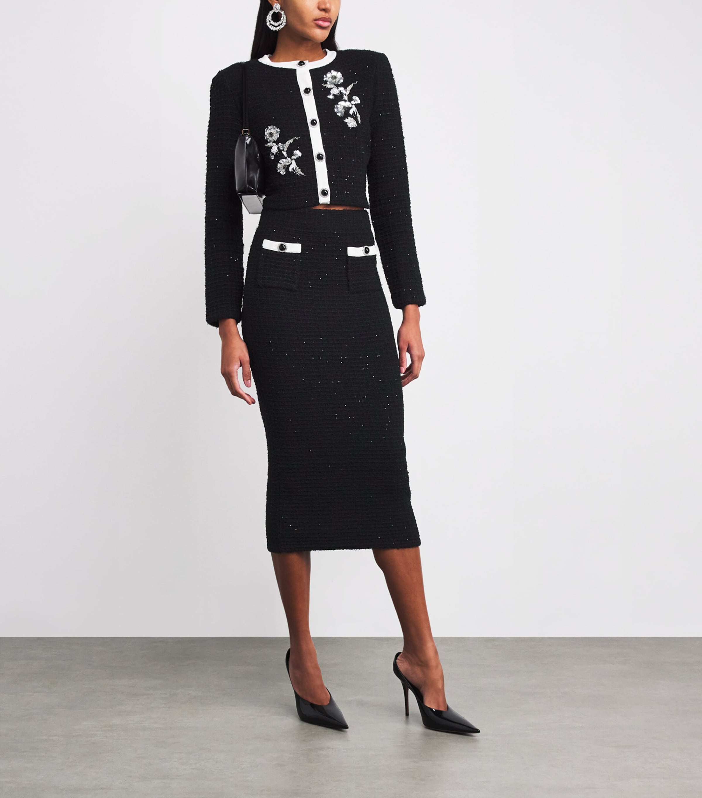 Textured Midi Skirt BLACK Image 2